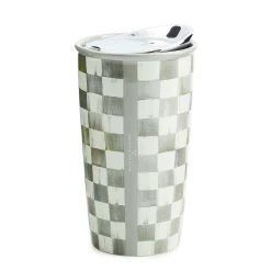 MacKenzie-Childs Sterling Check Ceramic Travel Cup| Accessories|The Coffee Shop