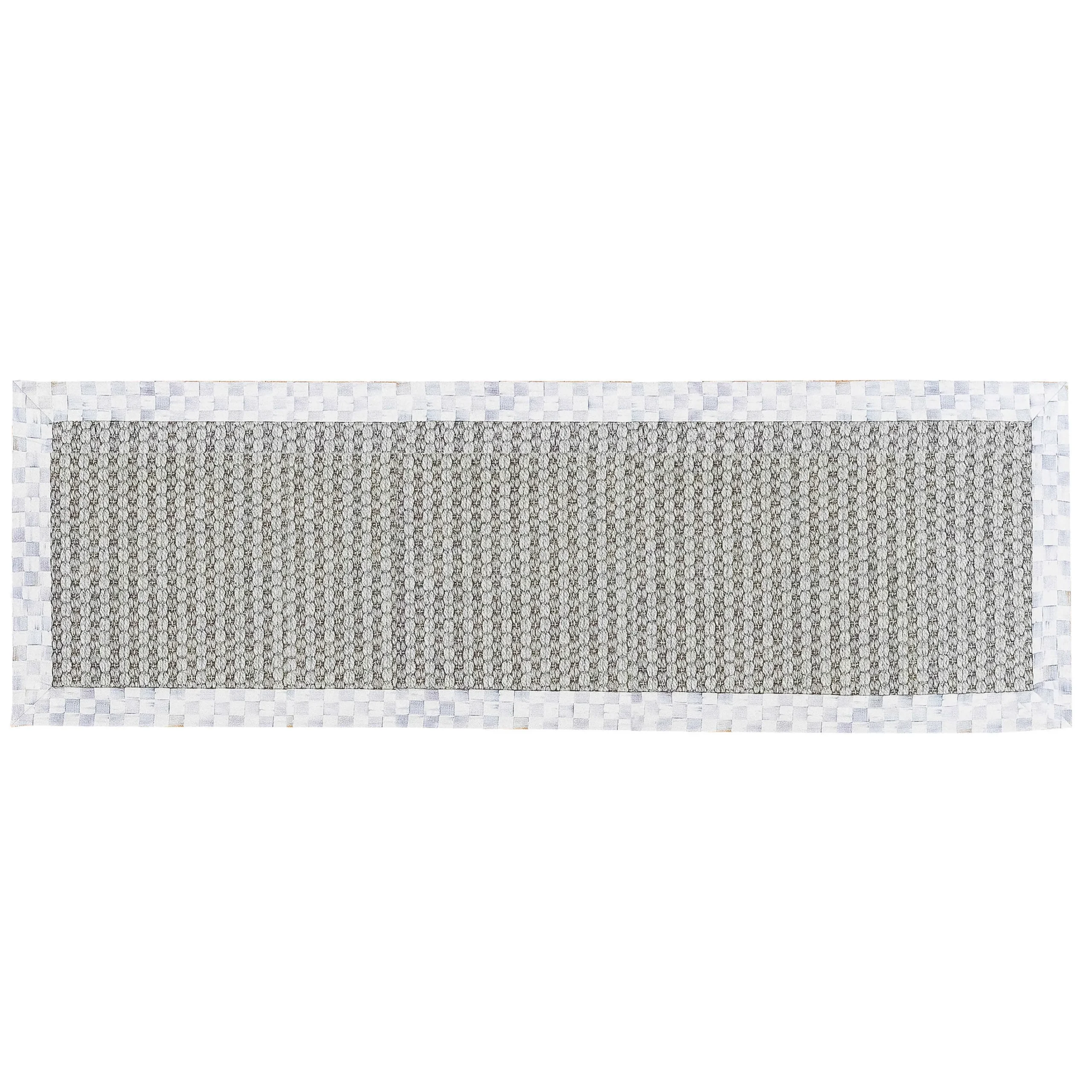 MacKenzie-Childs Sterling Check Chunky Sisal Wool Grey 2'6 x 9' Runner| Rugs