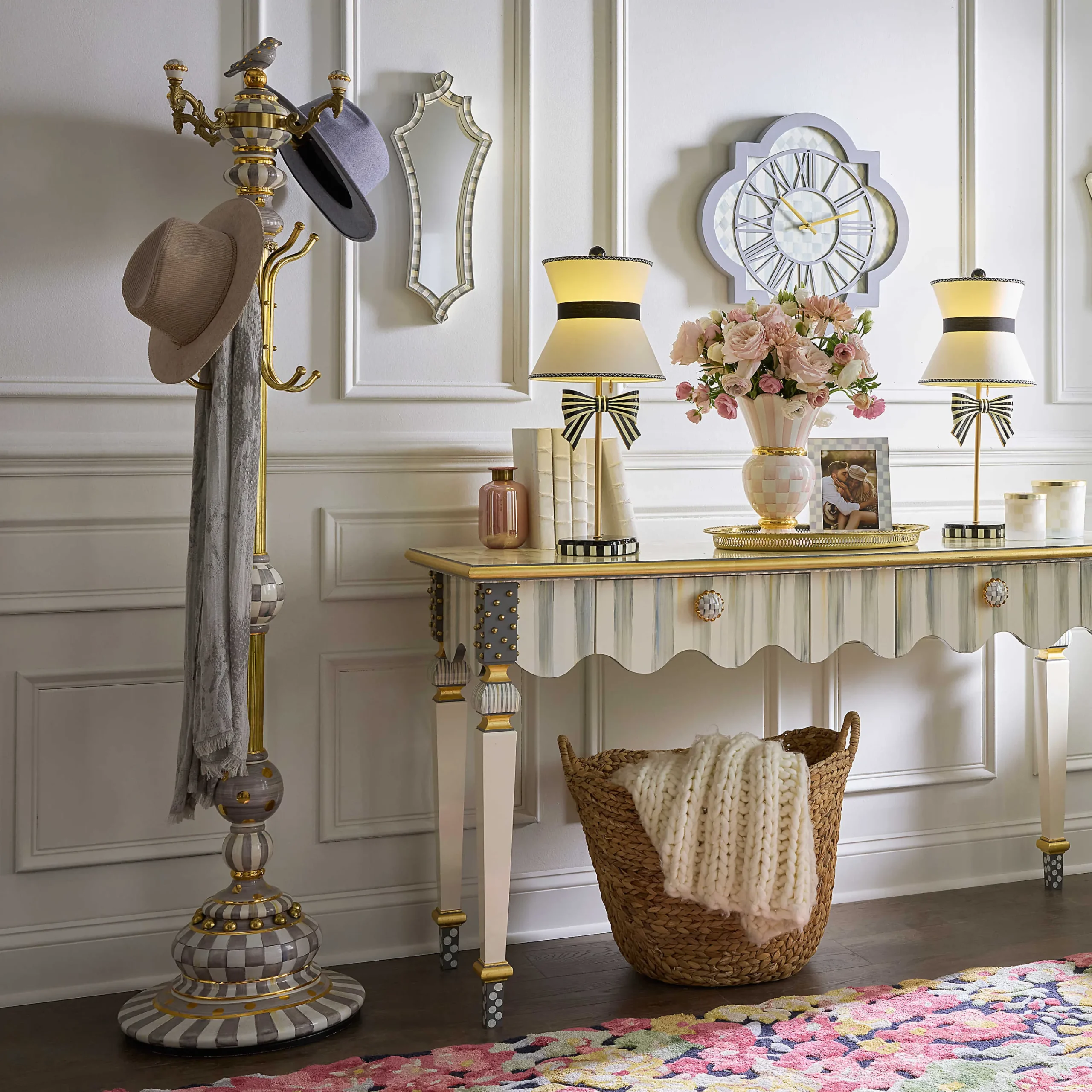 MacKenzie-Childs Sterling Check Coat Perch| Entryway Furniture