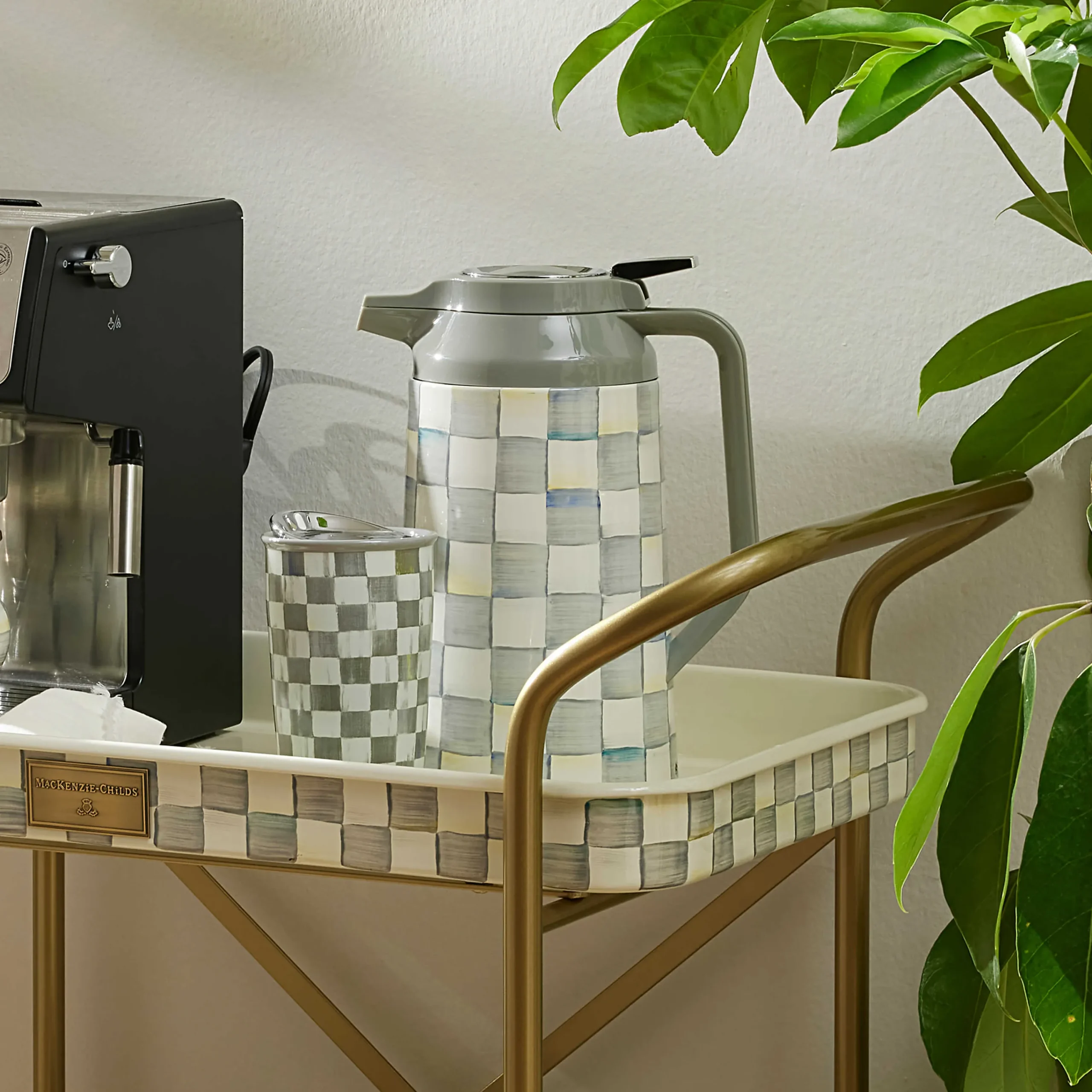MacKenzie-Childs Sterling Check Coffee Carafe| The Coffee Shop|Serveware