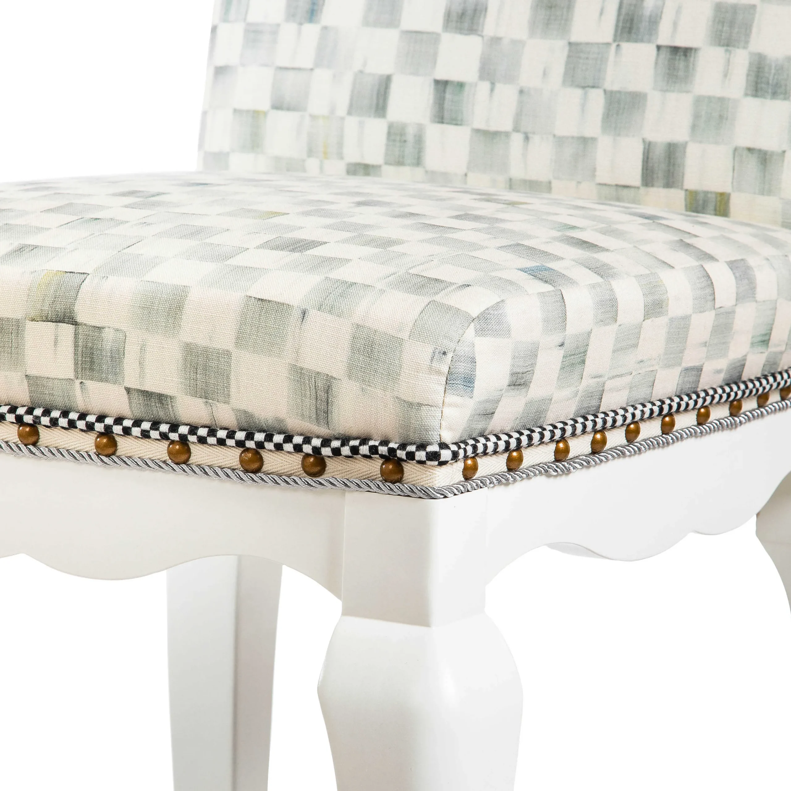 MacKenzie-Childs Sterling Check Counter Stool with Back| Dining Room & Kitchen