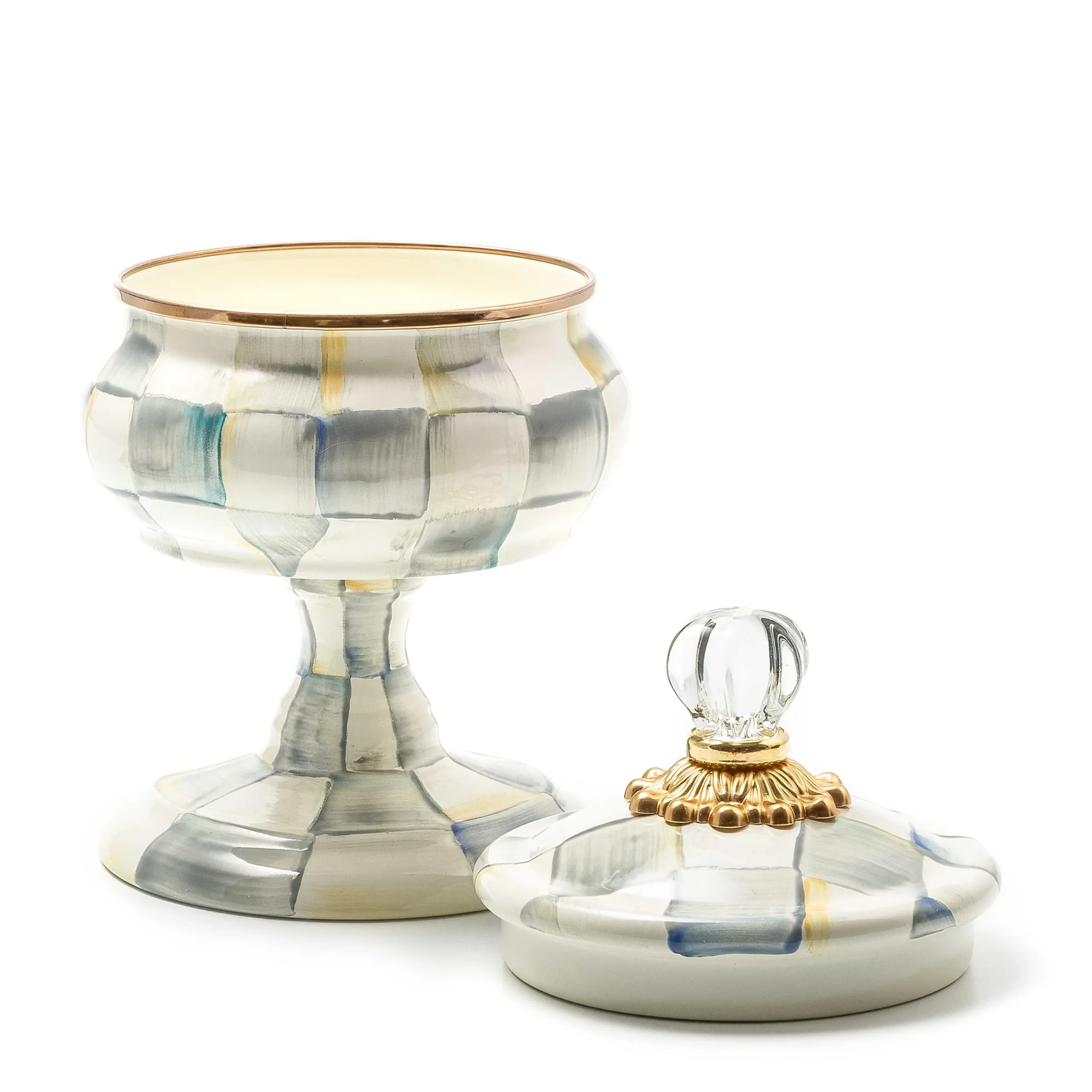 MacKenzie-Childs Sterling Check Curiosity Pot| Bath & Bath Accessories|Room Accents