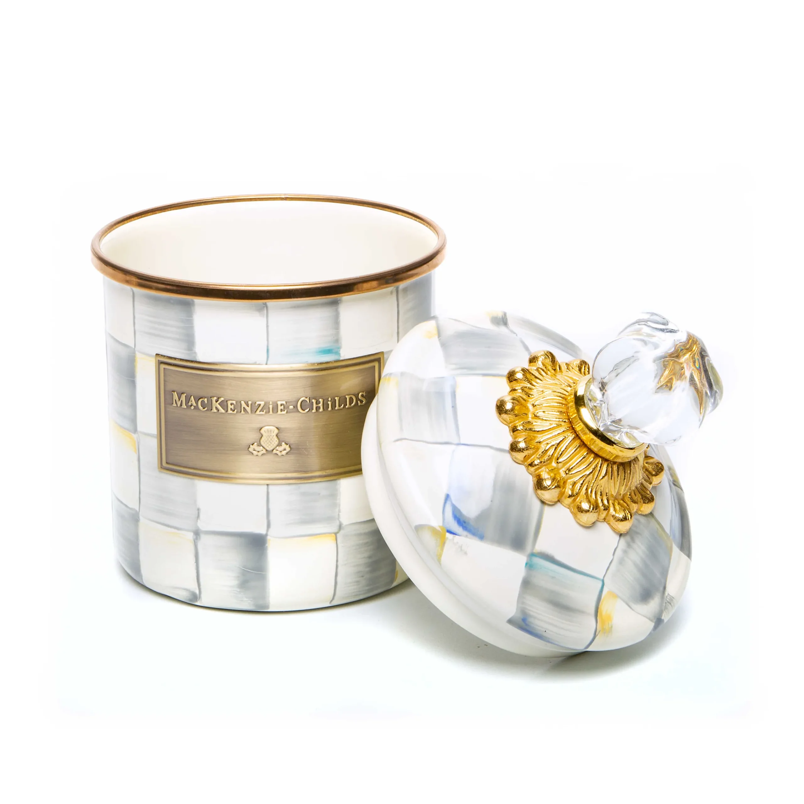 MacKenzie-Childs Sterling Check Demi Canister| Room Accents|Kitchen Storage & Organization