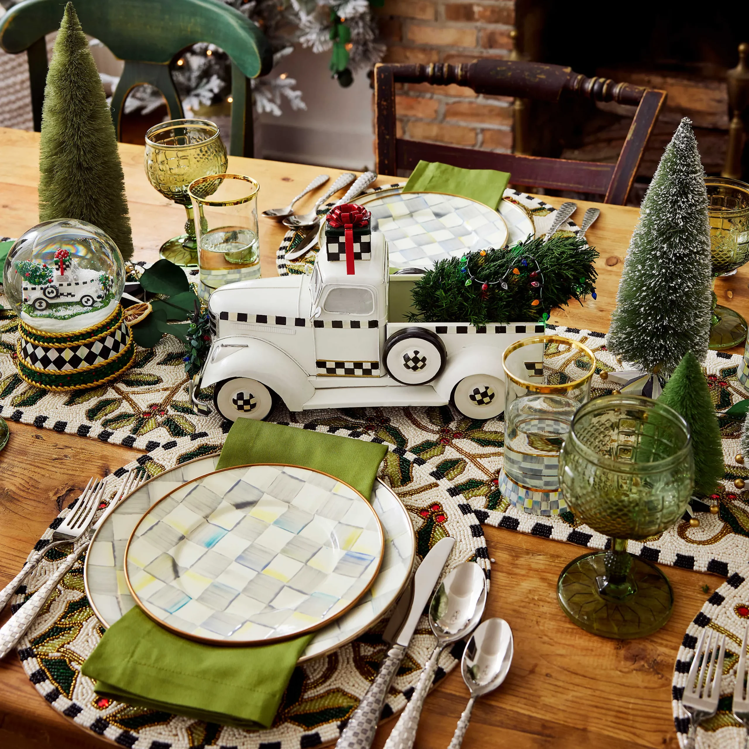 MacKenzie-Childs Sterling Check Dinner Plate| Dinnerware & Flatware