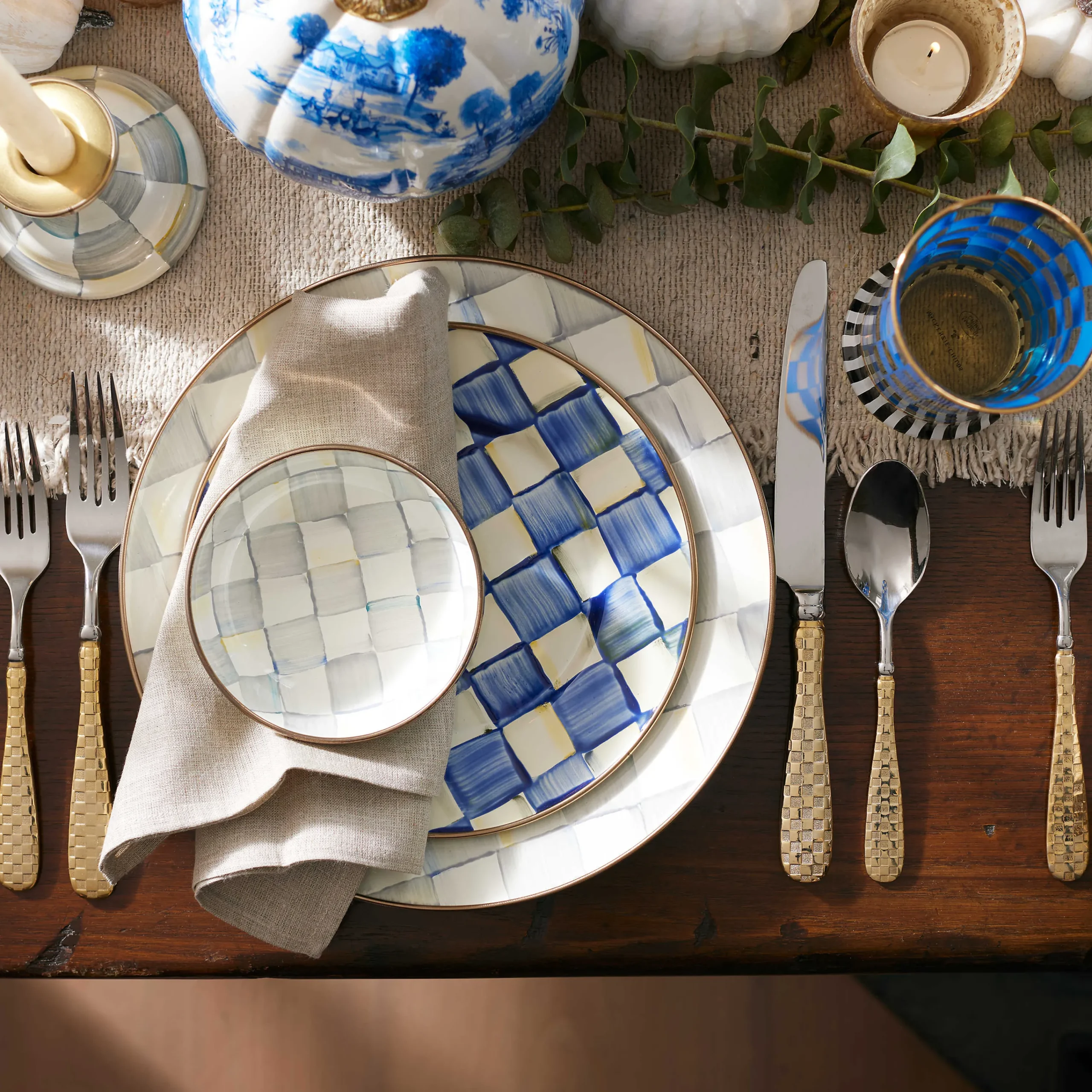 MacKenzie-Childs Sterling Check Dipping Bowl| Serveware