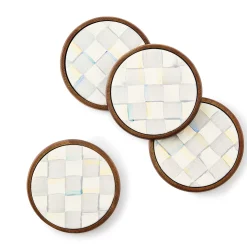 MacKenzie-Childs Sterling Check Enamel Coasters, Set of 4| Fall Entertaining|Table Accessories
