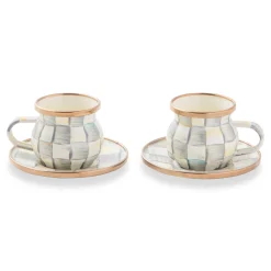 MacKenzie-Childs Sterling Check Espresso Cup Saucer Set| The Coffee Shop|Drinkware