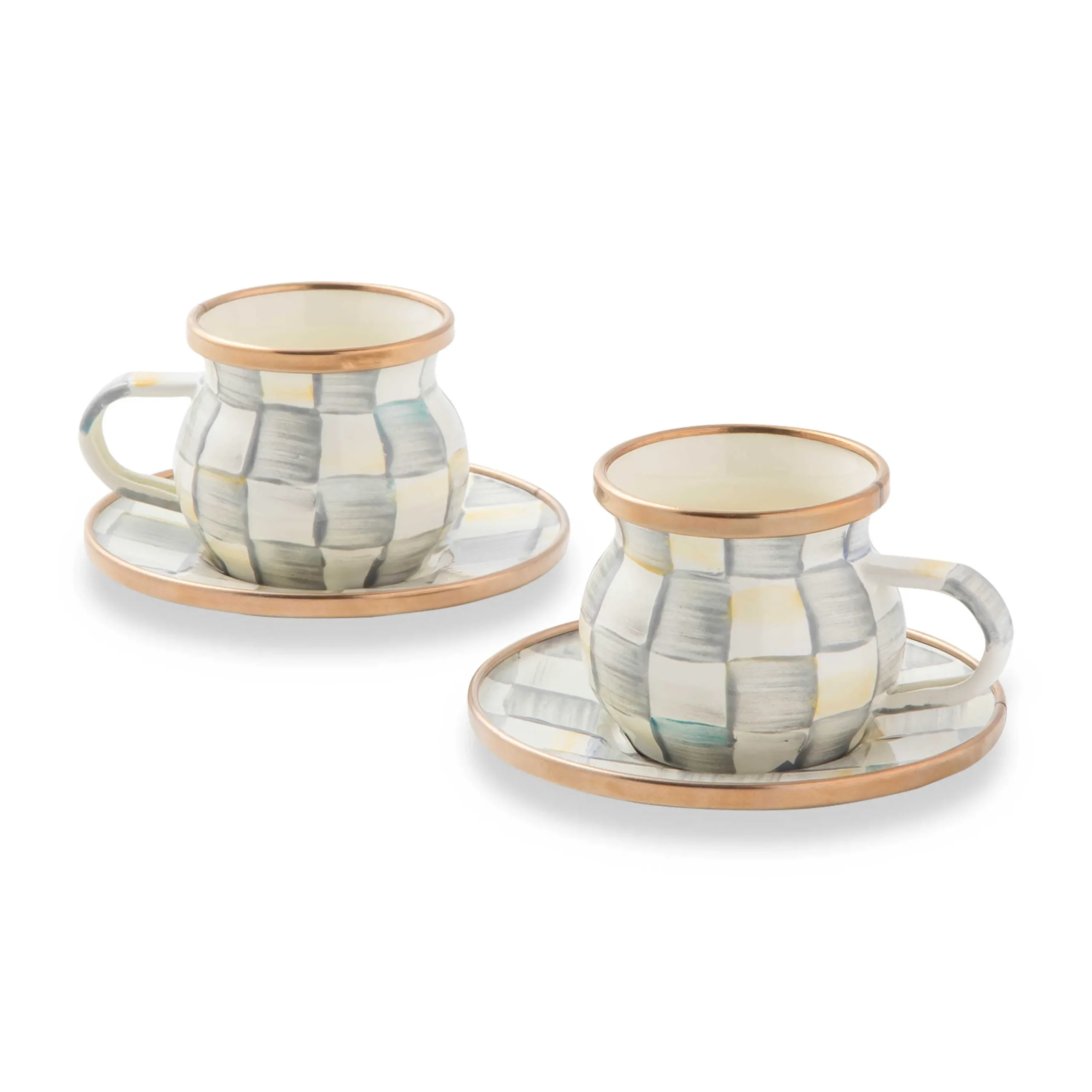 MacKenzie-Childs Sterling Check Espresso Cup Saucer Set| The Coffee Shop|Drinkware