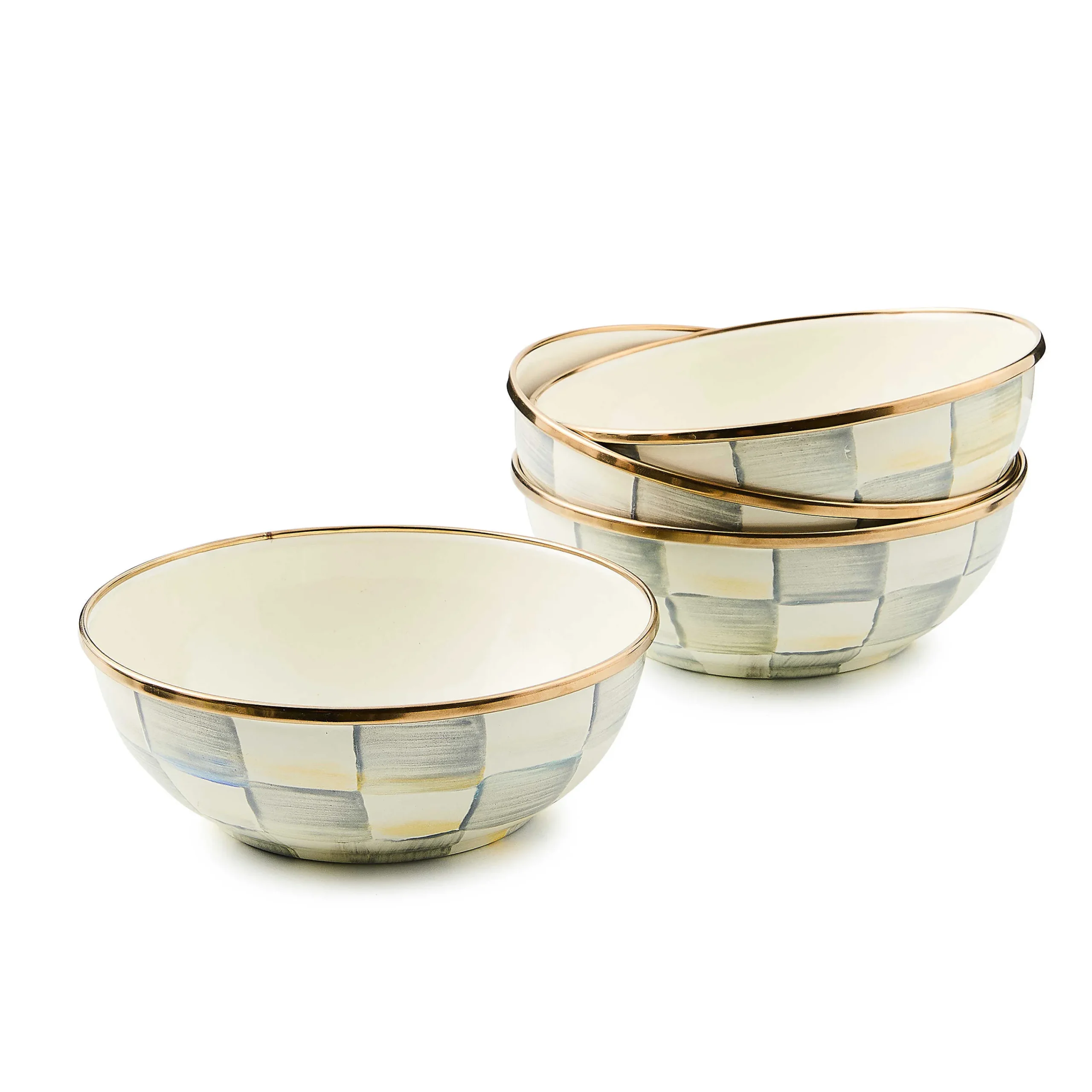 MacKenzie-Childs Sterling Check Everyday Bowls, Set of 4| Kitchen & Dining Sets|Fall Entertaining