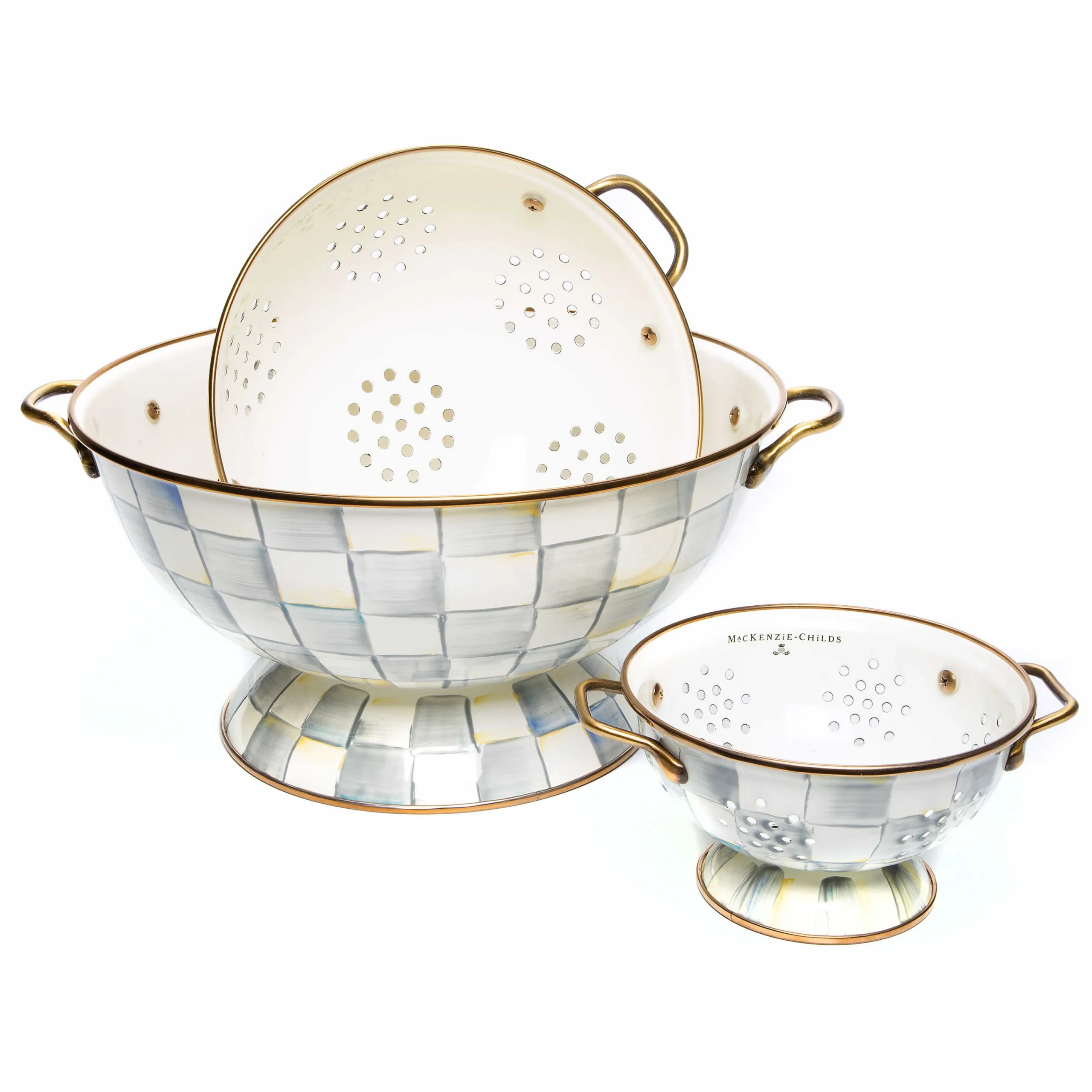 MacKenzie-Childs Sterling Check Everything Bowl Colanders Set| Kitchen & Dining Sets|Kitchen Utensils & Tools
