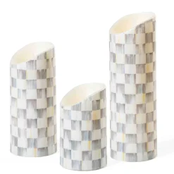 MacKenzie-Childs Sterling Check Flicker Candles - Set of 3| Decor Sets|Candles & Fragrances