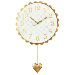 MacKenzie-Childs Sterling Check Heart Pendant Wall Clock| Room Accents