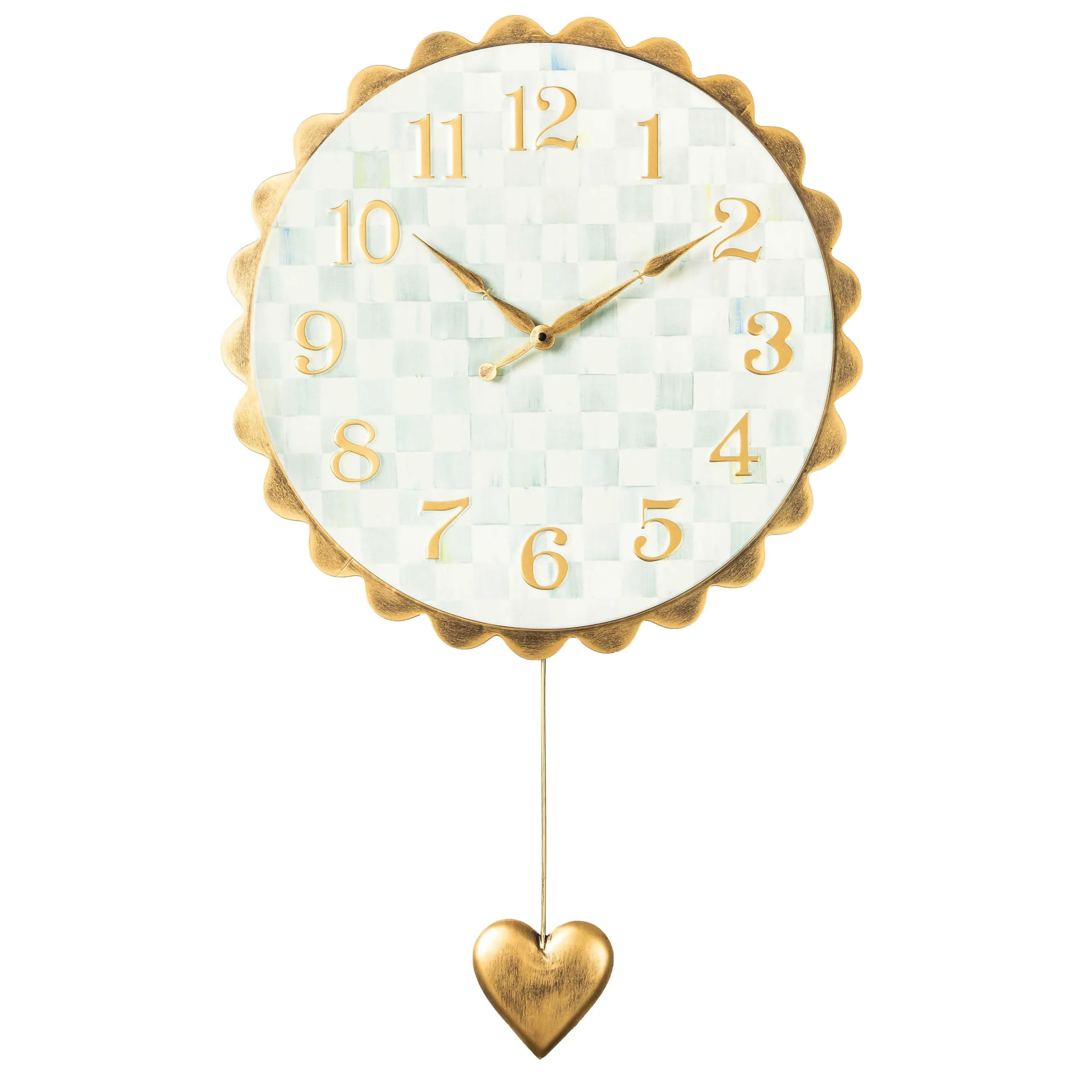 MacKenzie-Childs Sterling Check Heart Pendant Wall Clock| Room Accents