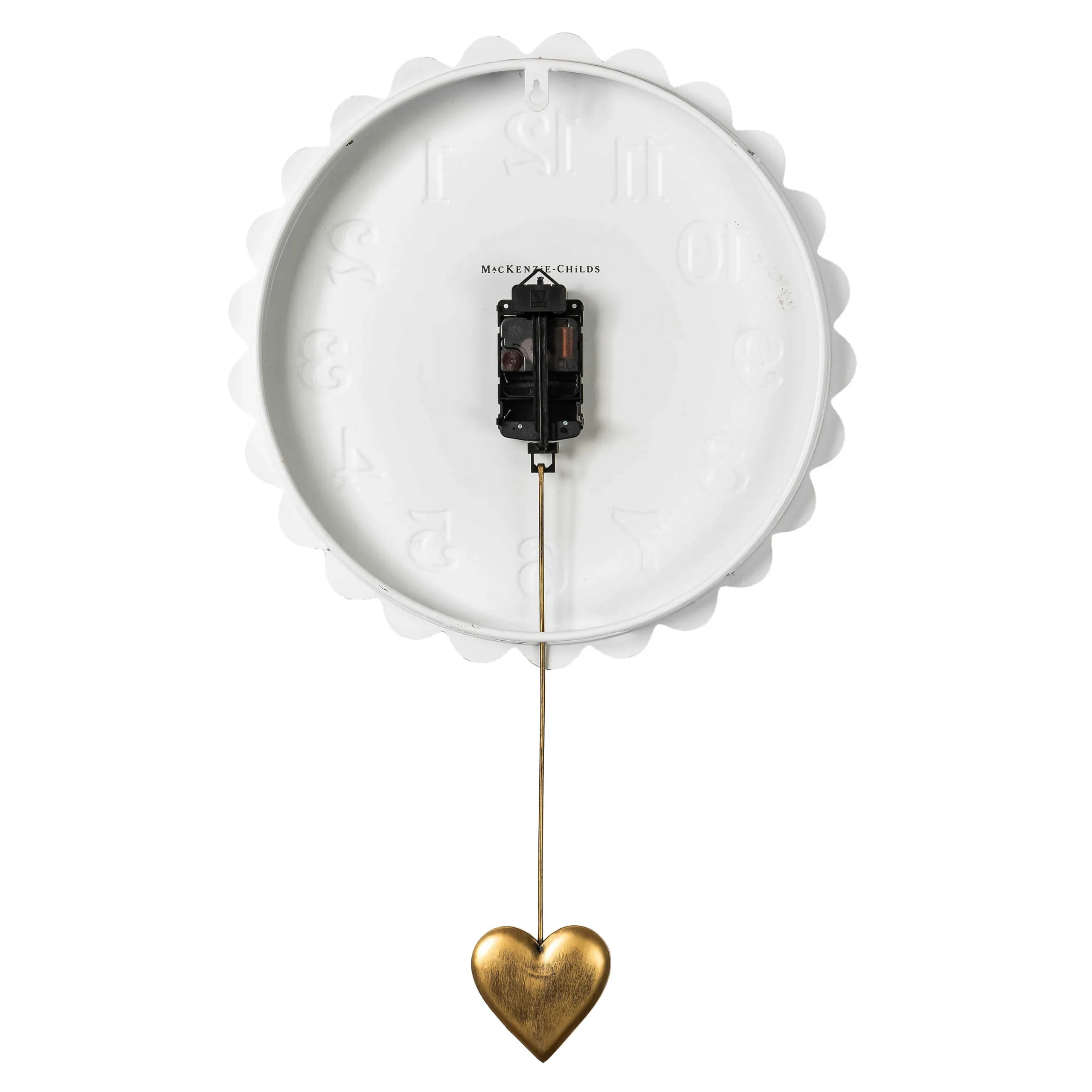 MacKenzie-Childs Sterling Check Heart Pendant Wall Clock| Room Accents