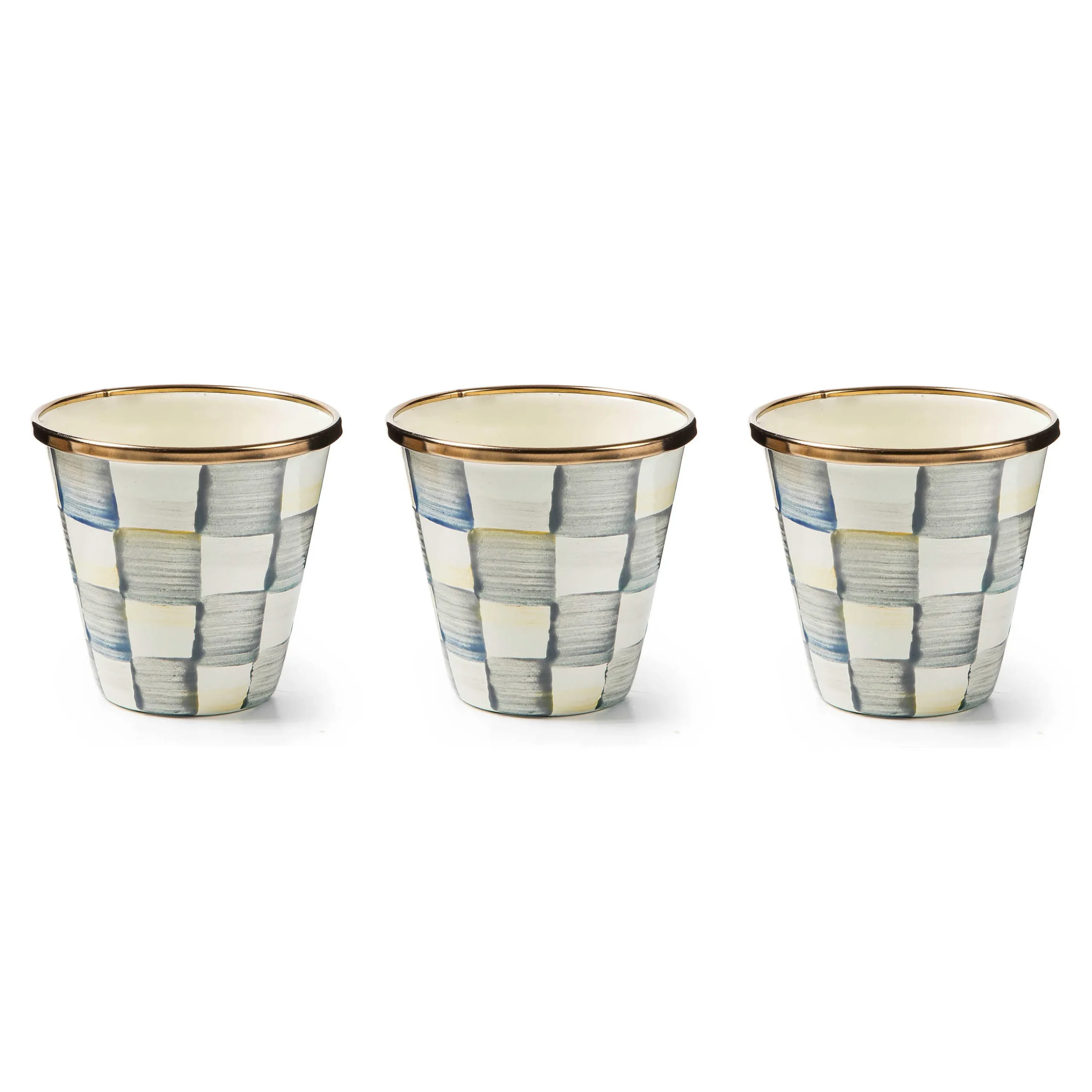 MacKenzie-Childs Sterling Check Herb Pots, Set of 3| Spring|The Fall Shop