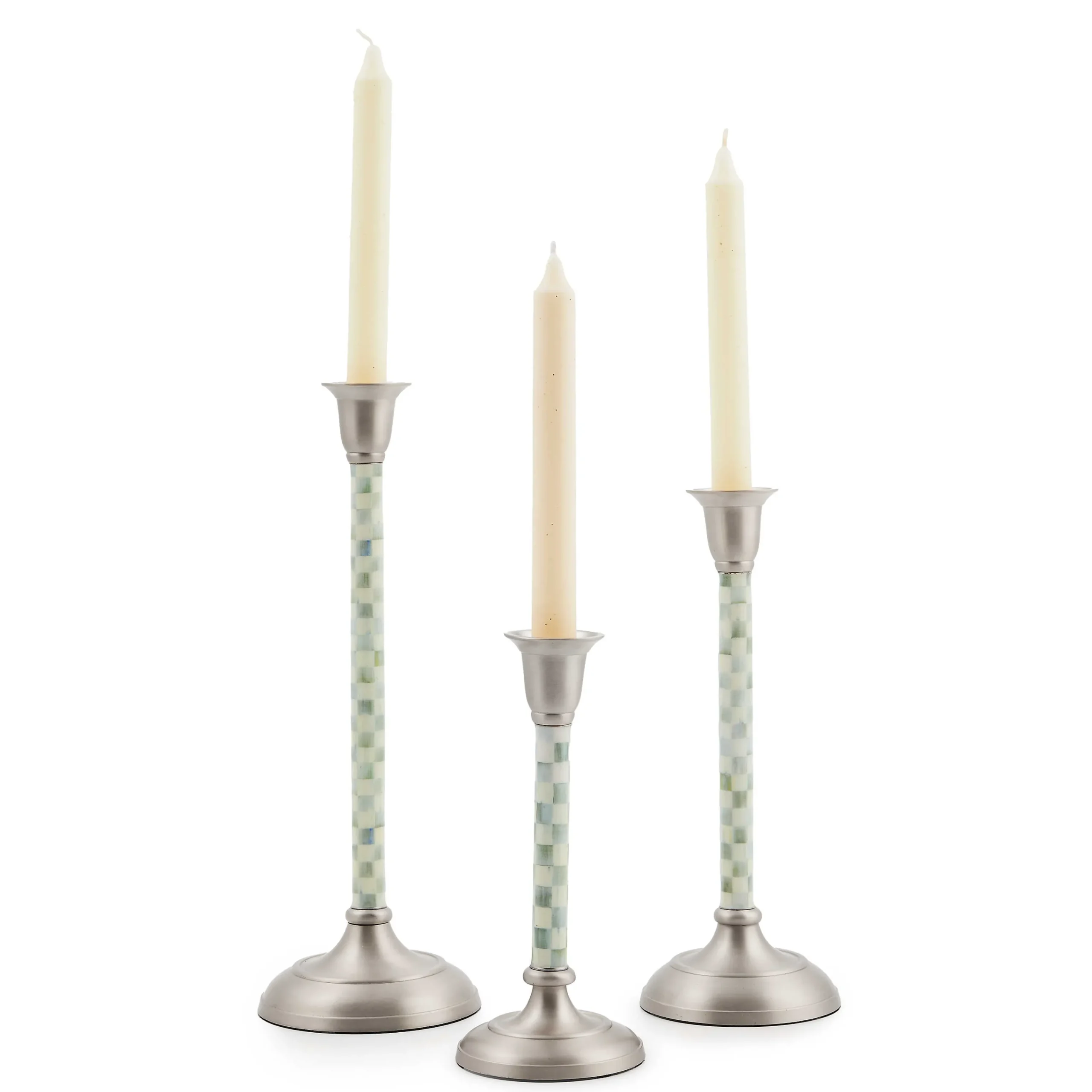 MacKenzie-Childs Sterling Check Large Candlestick| Candles & Fragrances|Table Accessories