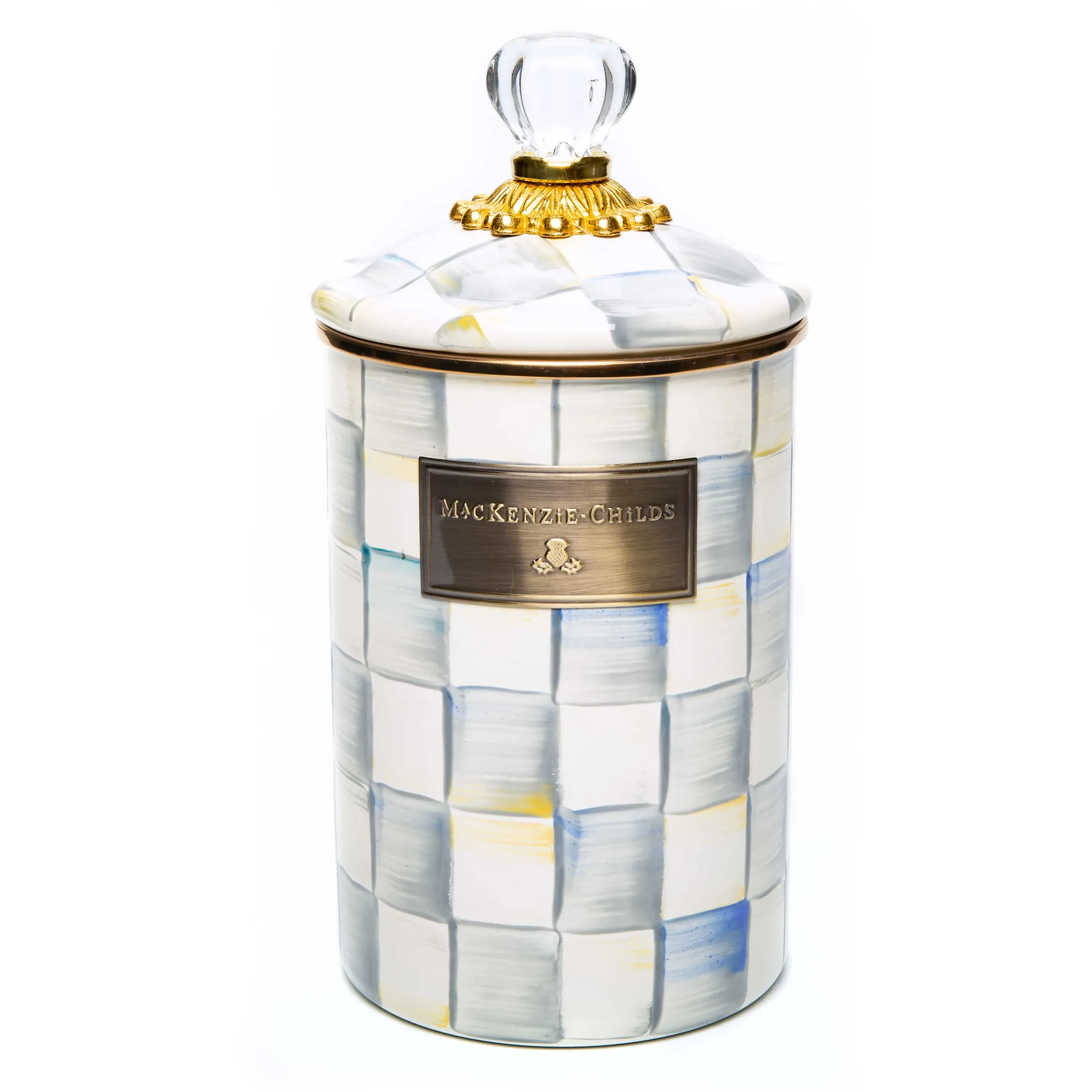MacKenzie-Childs Sterling Check Large Canister| Room Accents|Kitchen Storage & Organization