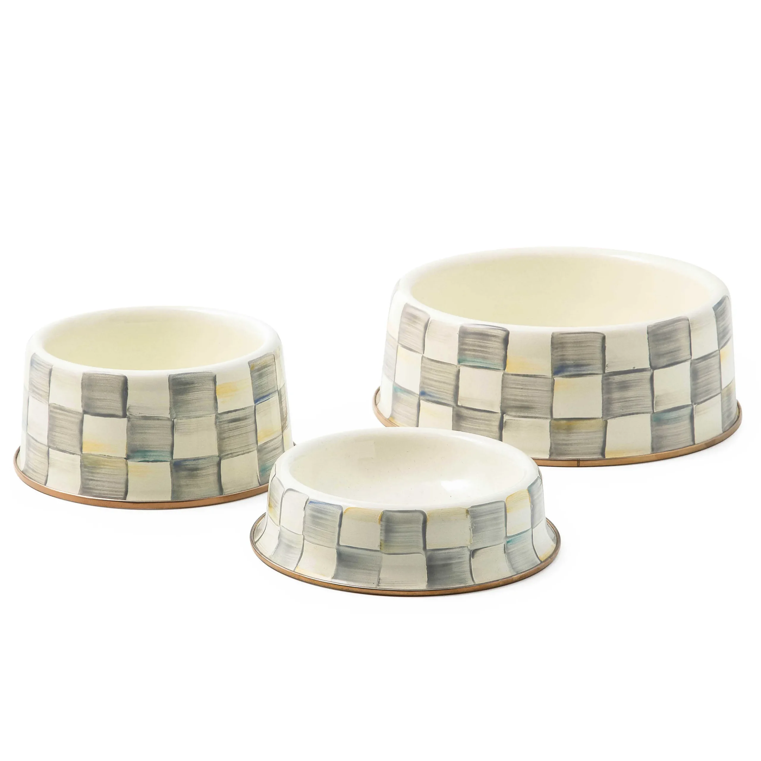 MacKenzie-Childs Sterling Check Large Pet Dish| Accessories