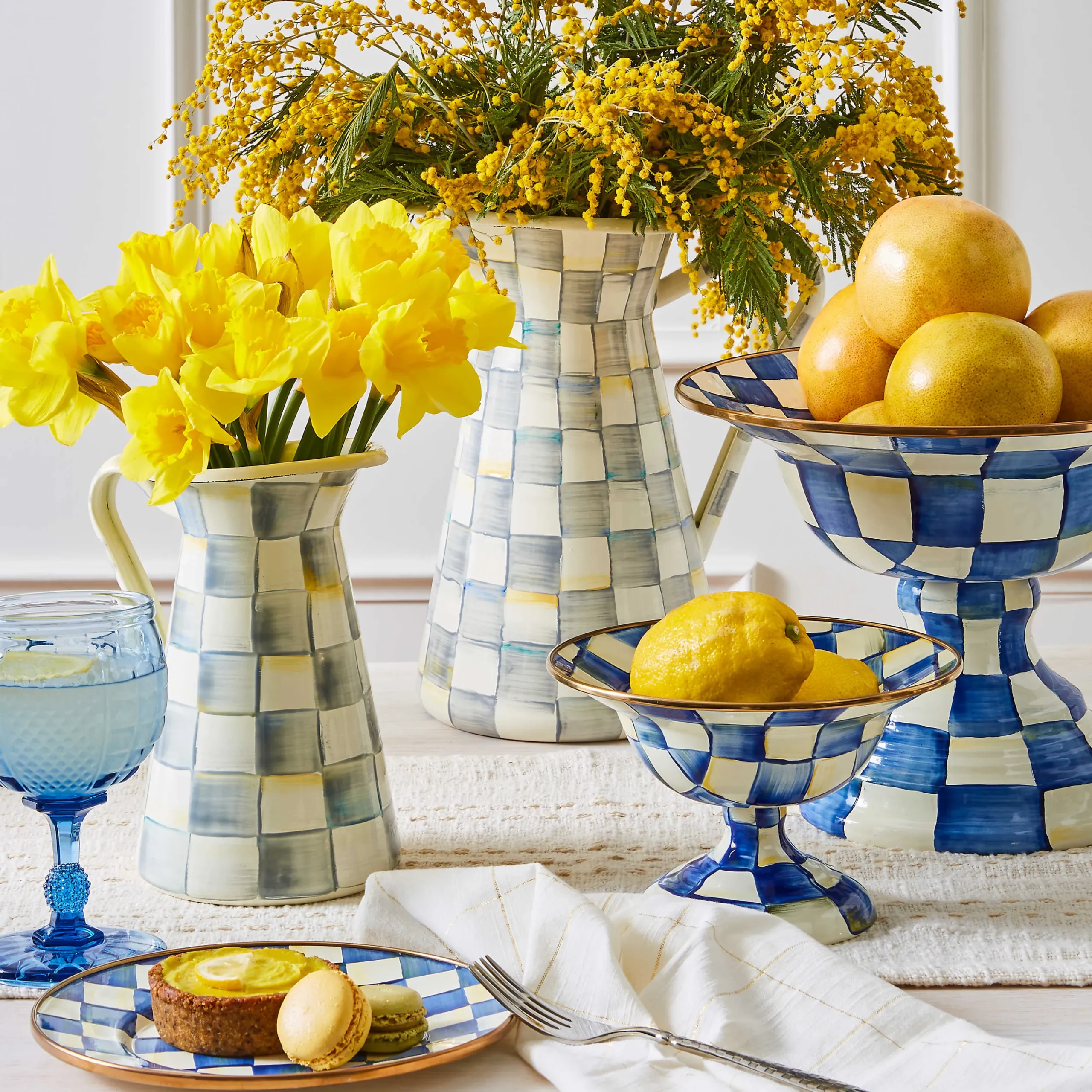 MacKenzie-Childs Sterling Check Large Practical Pitcher| Bar Entertaining|Serveware