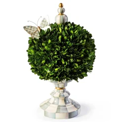 MacKenzie-Childs Sterling Check Medium Boxwood Centerpiece| Spring|Greenery & Florals