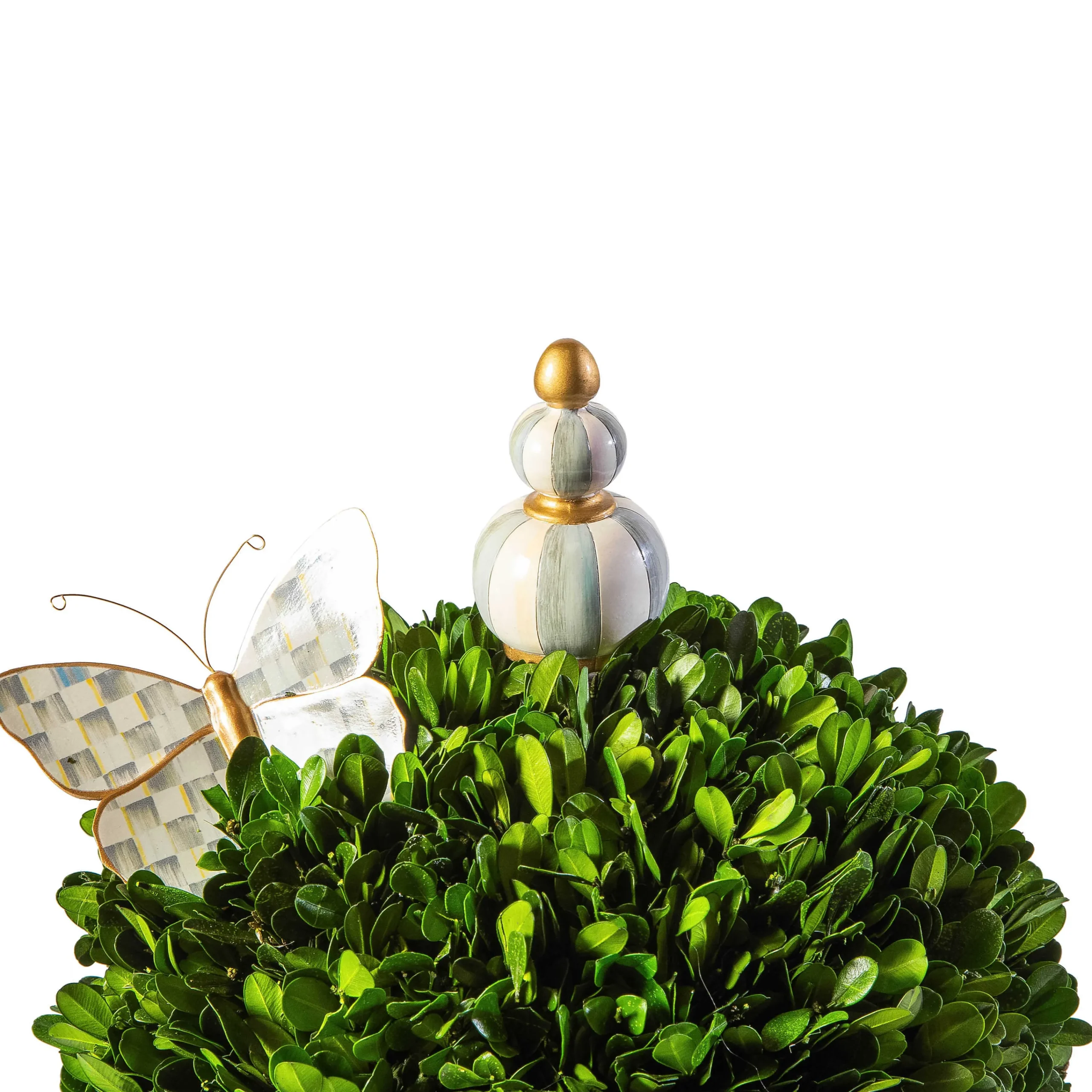 MacKenzie-Childs Sterling Check Medium Boxwood Centerpiece| Spring|Greenery & Florals