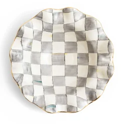MacKenzie-Childs Sterling Check Medium Ceramic Fluted Serving Bowl| Fall Entertaining|Serveware