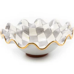 MacKenzie-Childs Sterling Check Medium Ceramic Fluted Serving Bowl| Fall Entertaining|Serveware