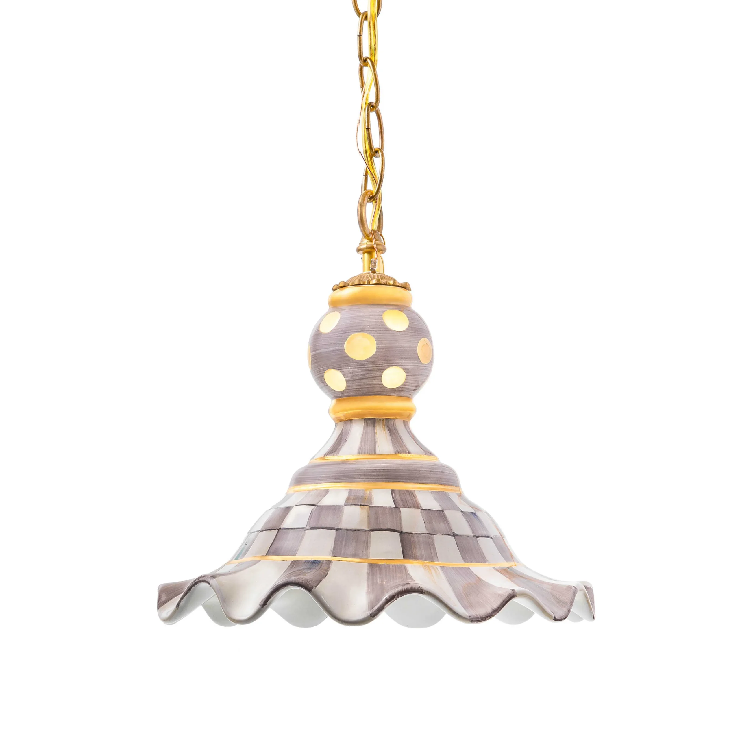MacKenzie-Childs Sterling Check Medium Ceramic Pendant Lamp| Lighting