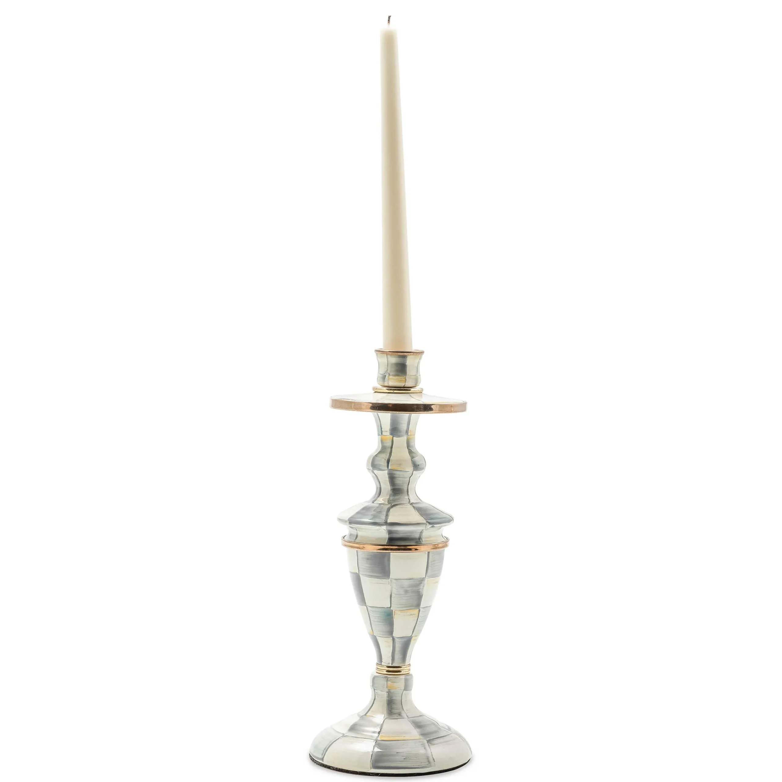 MacKenzie-Childs Sterling Check Medium Enamel Candlestick| Candles & Fragrances