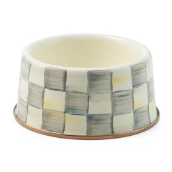 MacKenzie-Childs Sterling Check Medium Pet Dish| Accessories