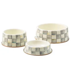 MacKenzie-Childs Sterling Check Medium Pet Dish| Accessories