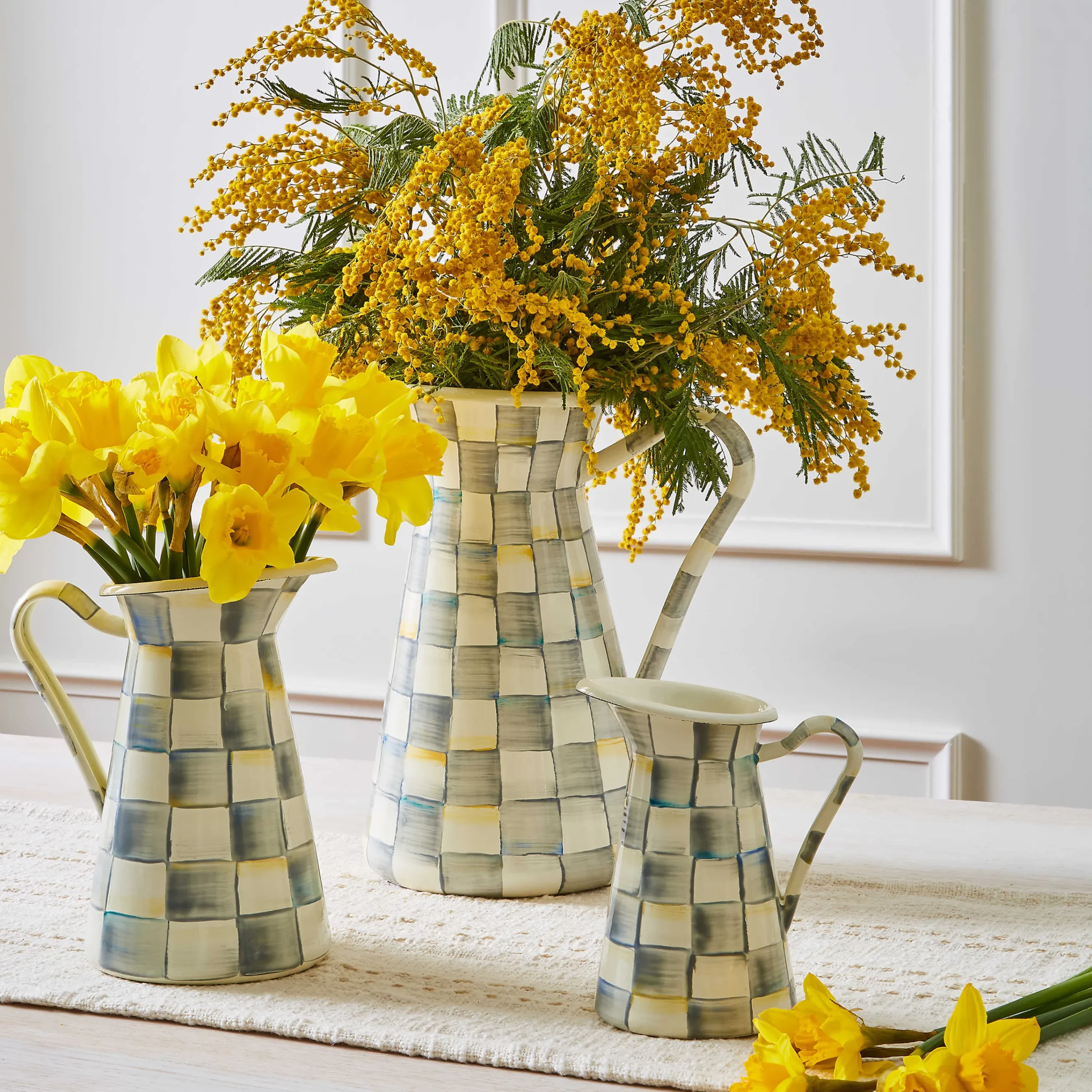 MacKenzie-Childs Sterling Check Medium Practical Pitcher| Serveware