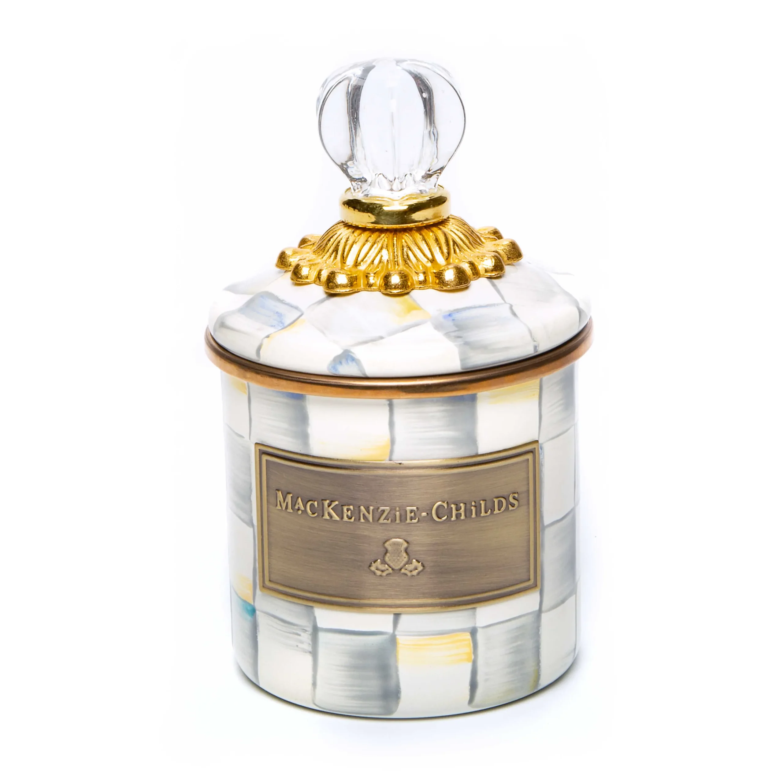 MacKenzie-Childs Sterling Check Mini Canister| Room Accents|Kitchen Storage & Organization