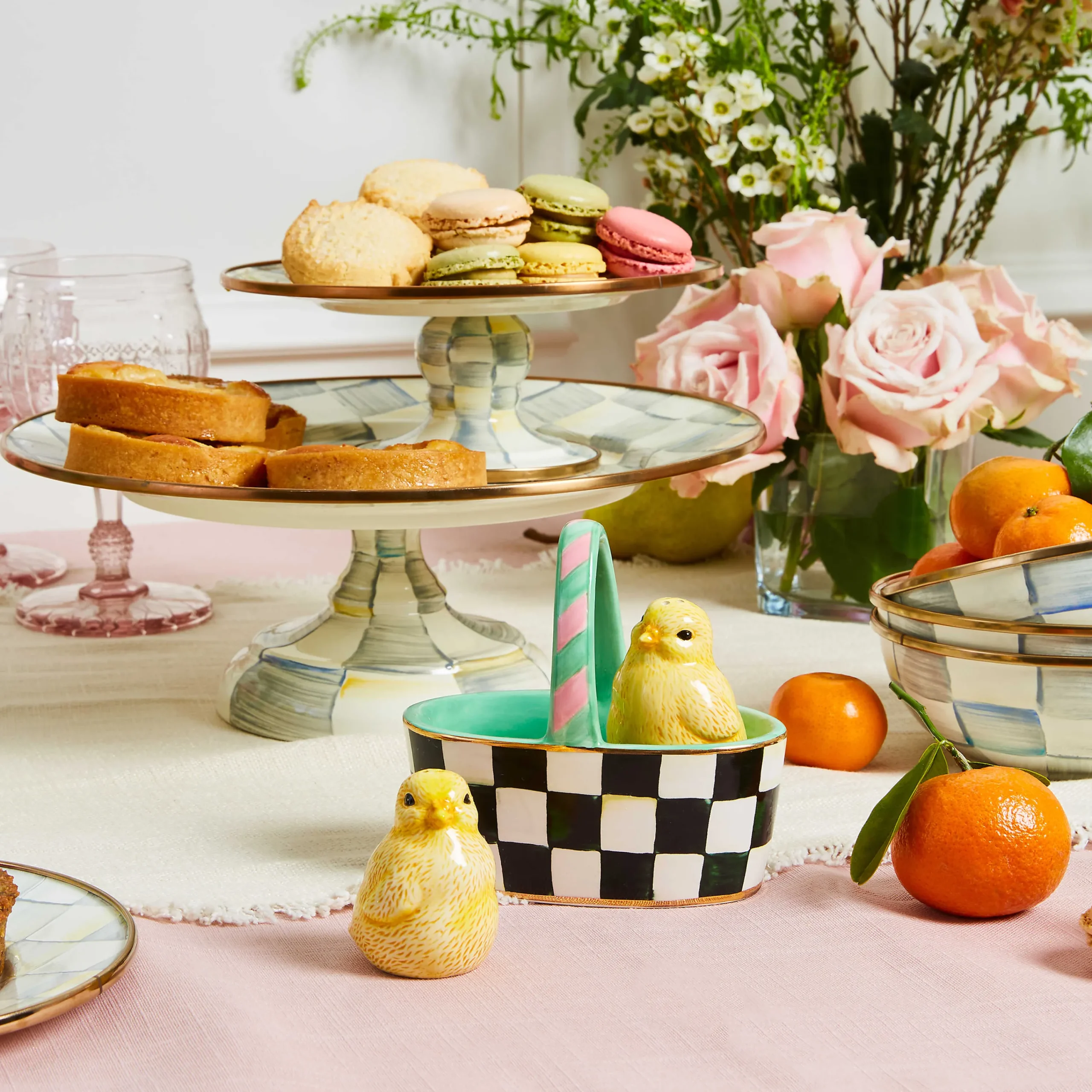 MacKenzie-Childs Sterling Check Mini Pedestal Platter| Serveware