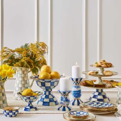 MacKenzie-Childs Sterling Check Mini Pedestal Platter| Serveware