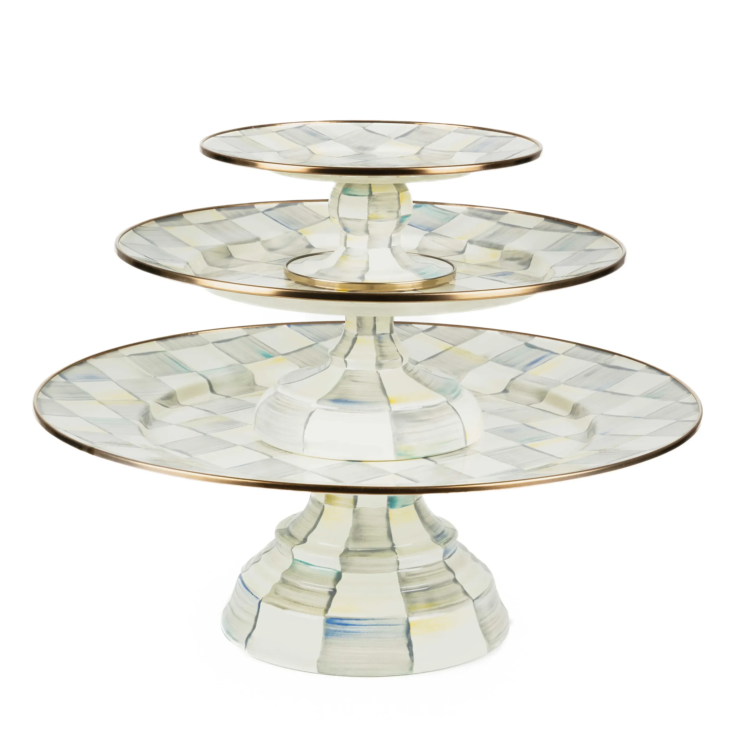 MacKenzie-Childs Sterling Check Mini Pedestal Platter| Serveware