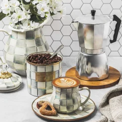 MacKenzie-Childs Sterling Check Mug| The Coffee Shop|Fall Entertaining