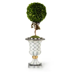 MacKenzie-Childs Sterling Check Pedestal Tabletop Urn| Outdoor|Room Accents