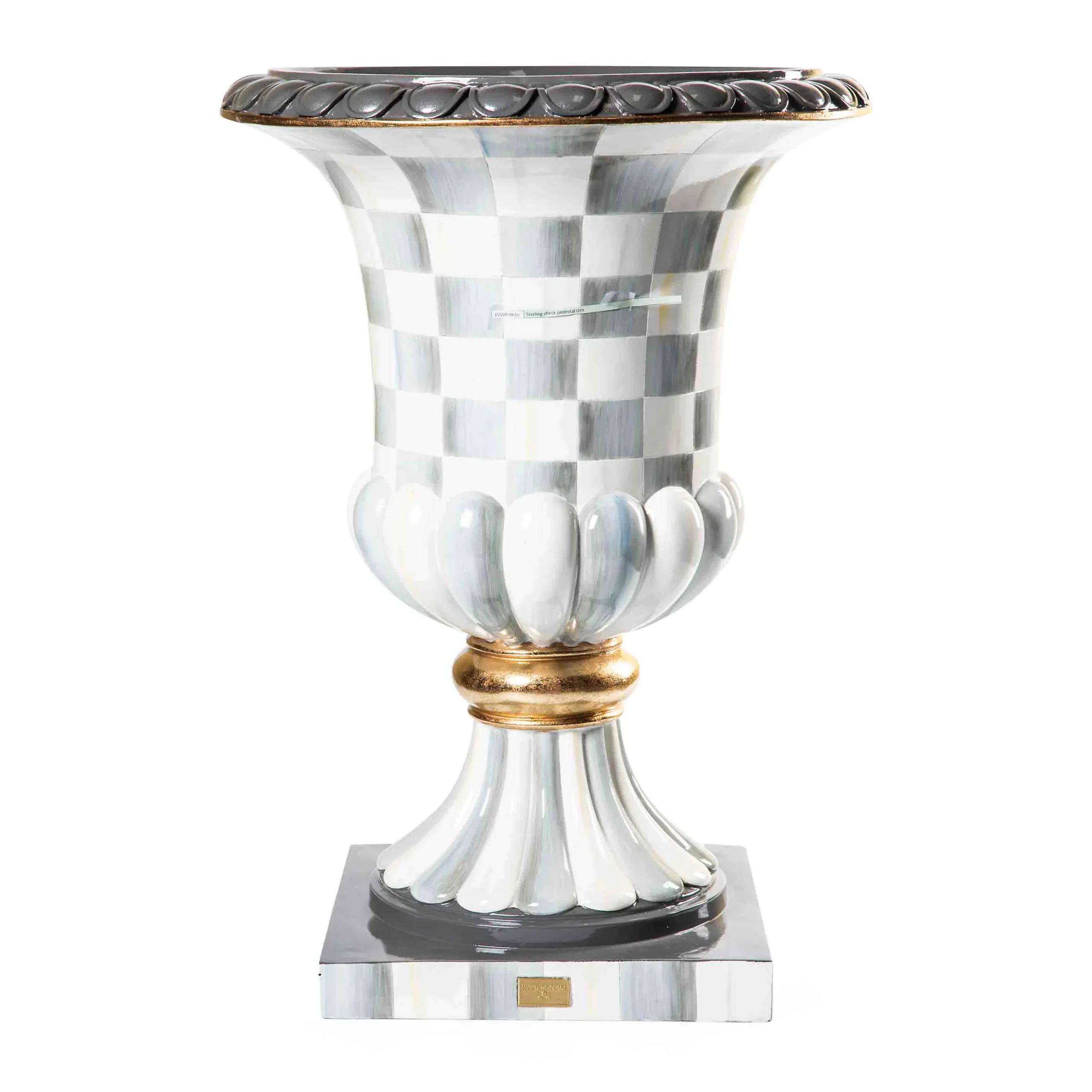 MacKenzie-Childs Sterling Check Pedestal Urn| Spring|The Fall Shop