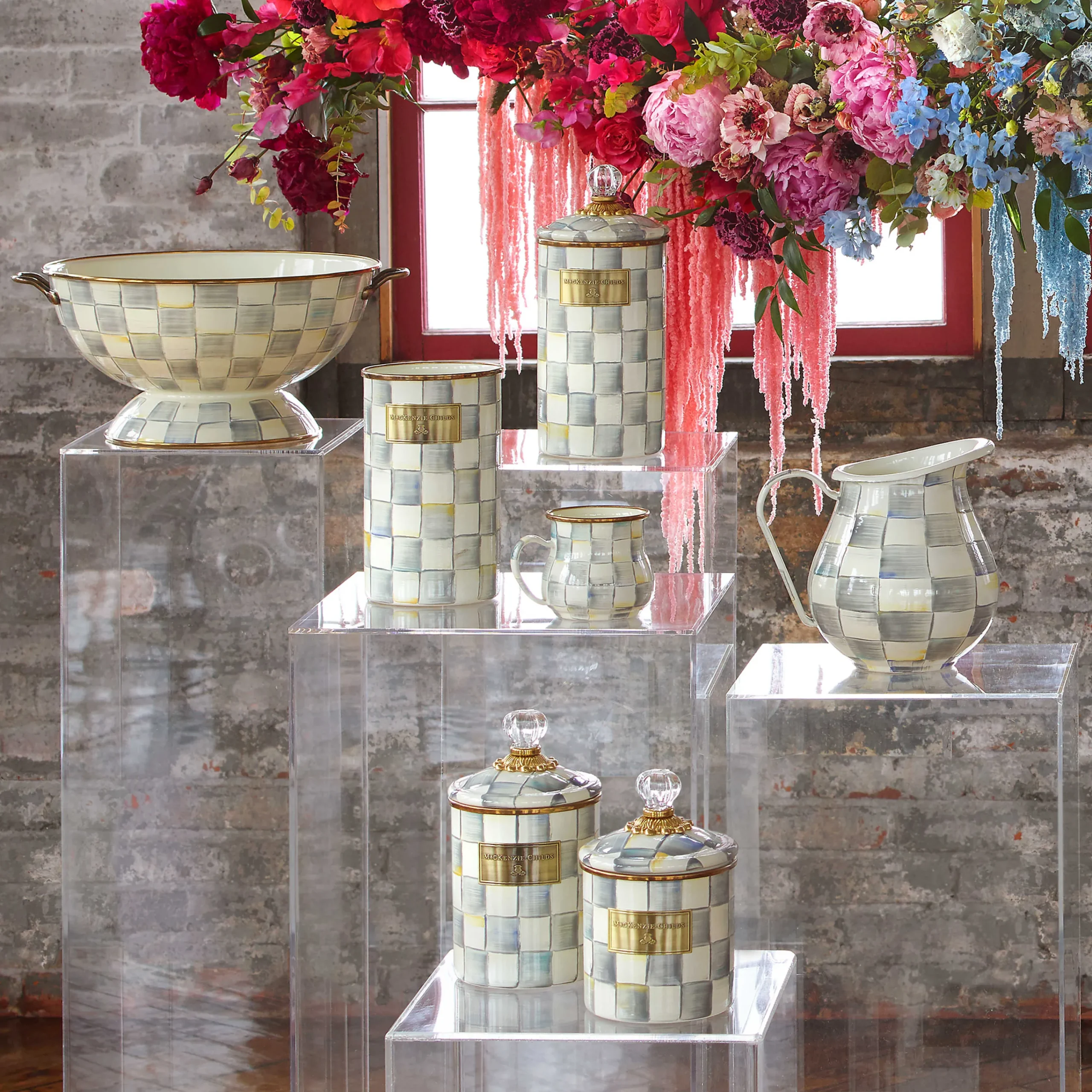 MacKenzie-Childs Sterling Check Pitcher| Fall Entertaining|Bar Entertaining