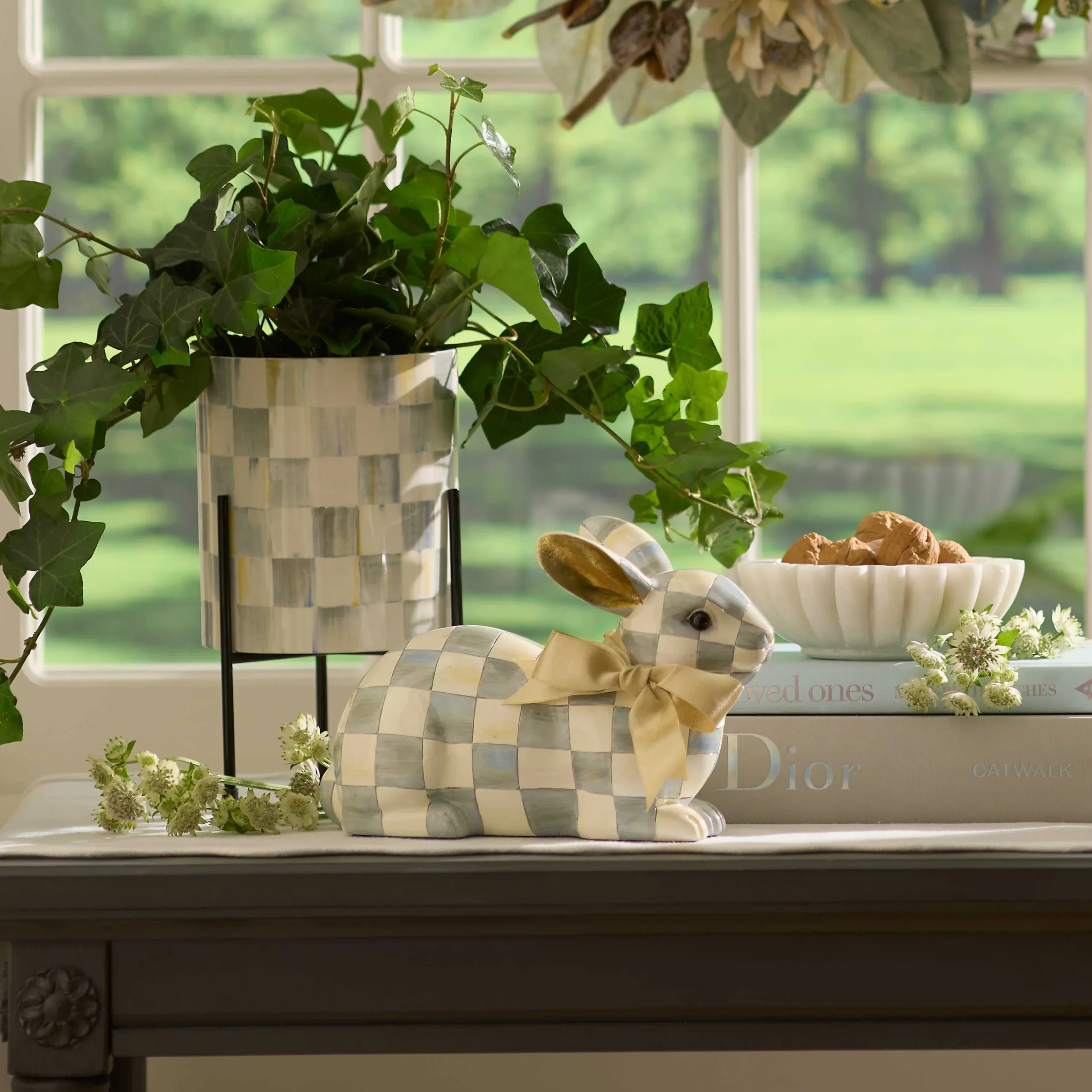 MacKenzie-Childs Sterling Check Resting Bunny| Easter|Spring