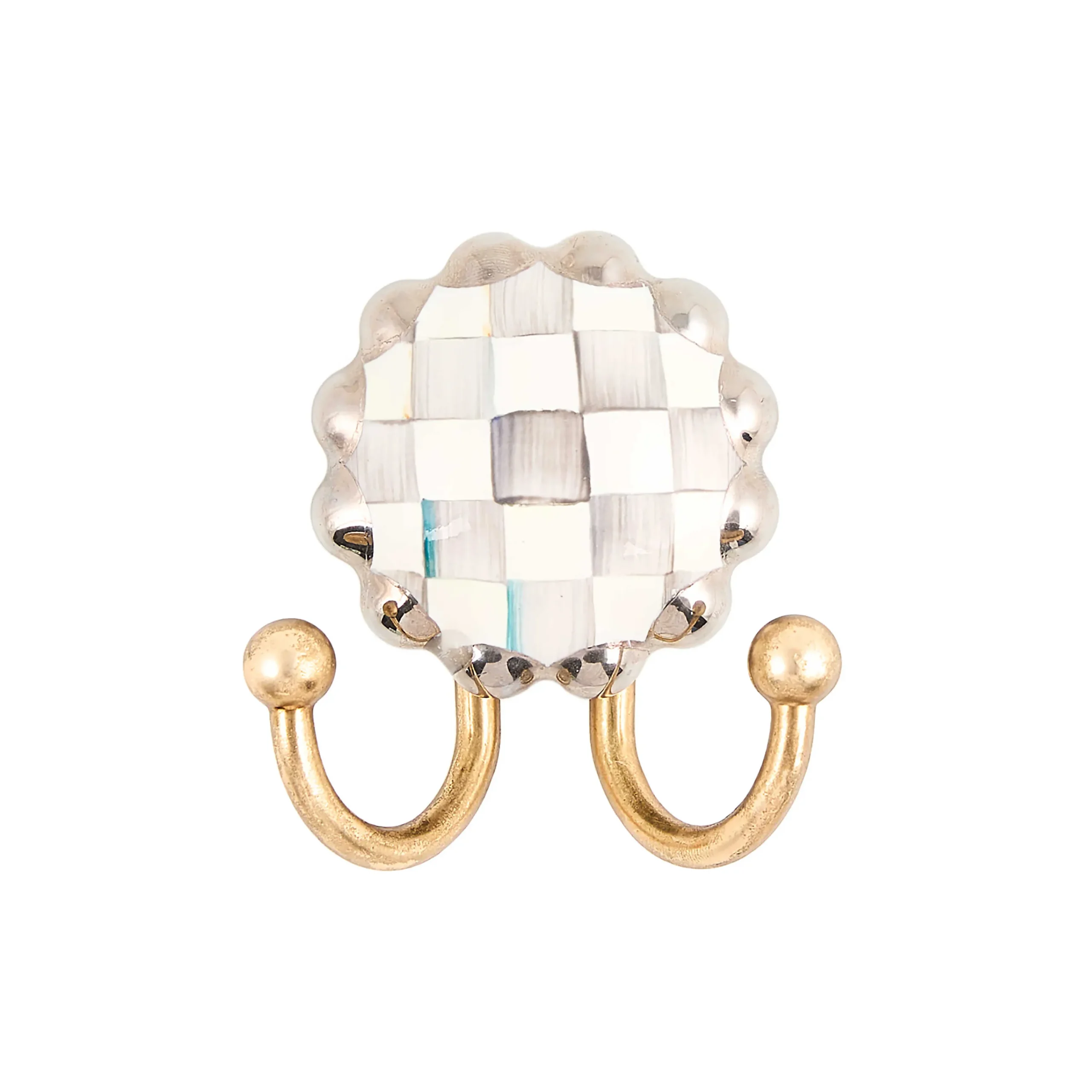 MacKenzie-Childs Sterling Check Round Hook| Finishing Touches