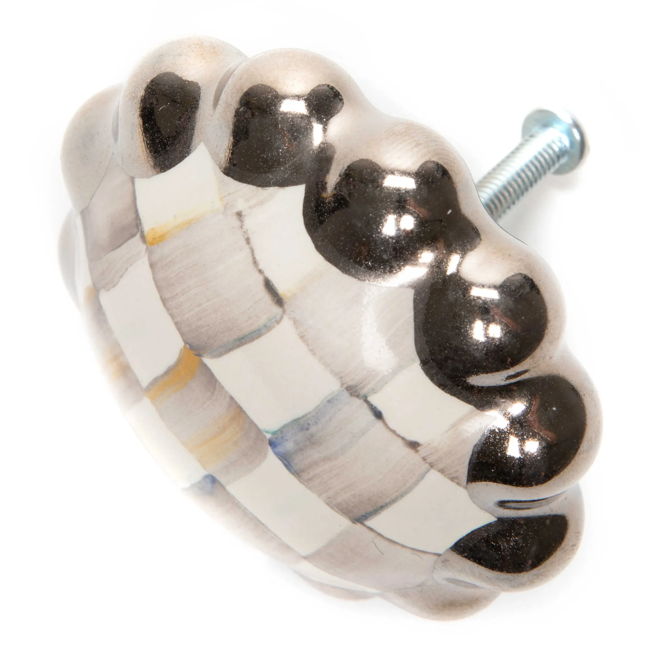 MacKenzie-Childs Sterling Check Round Knob| Finishing Touches|Room Accents