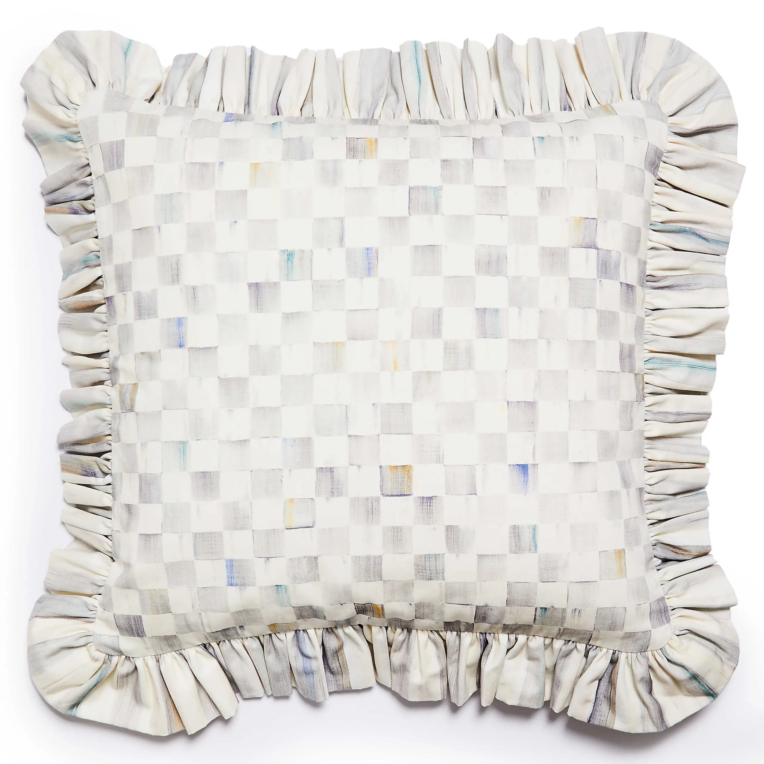 MacKenzie-Childs Sterling Check Ruffle Throw Pillow| Pillows, Throws, & Cushions