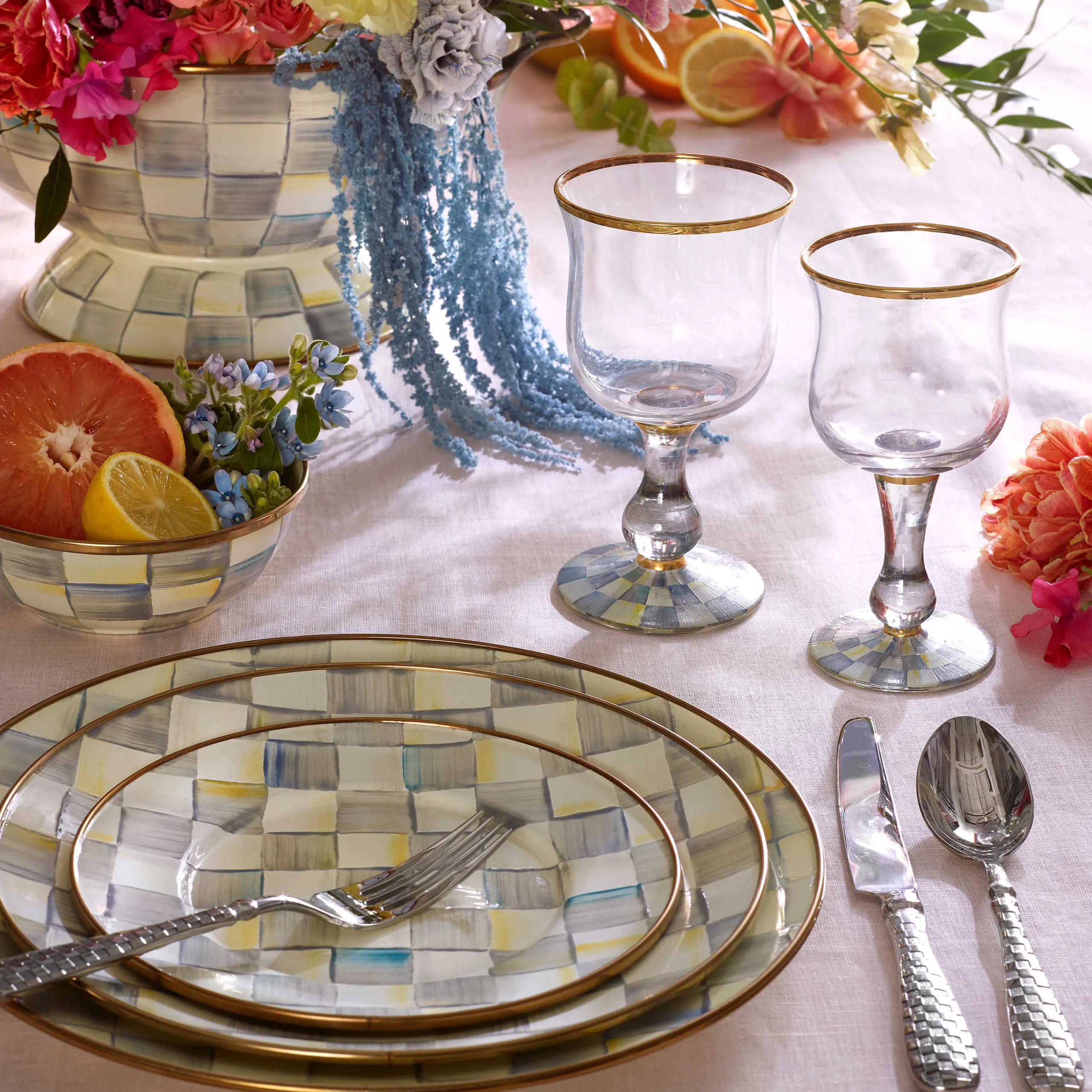 MacKenzie-Childs Sterling Check Salad/Dessert Plate| Dinnerware & Flatware