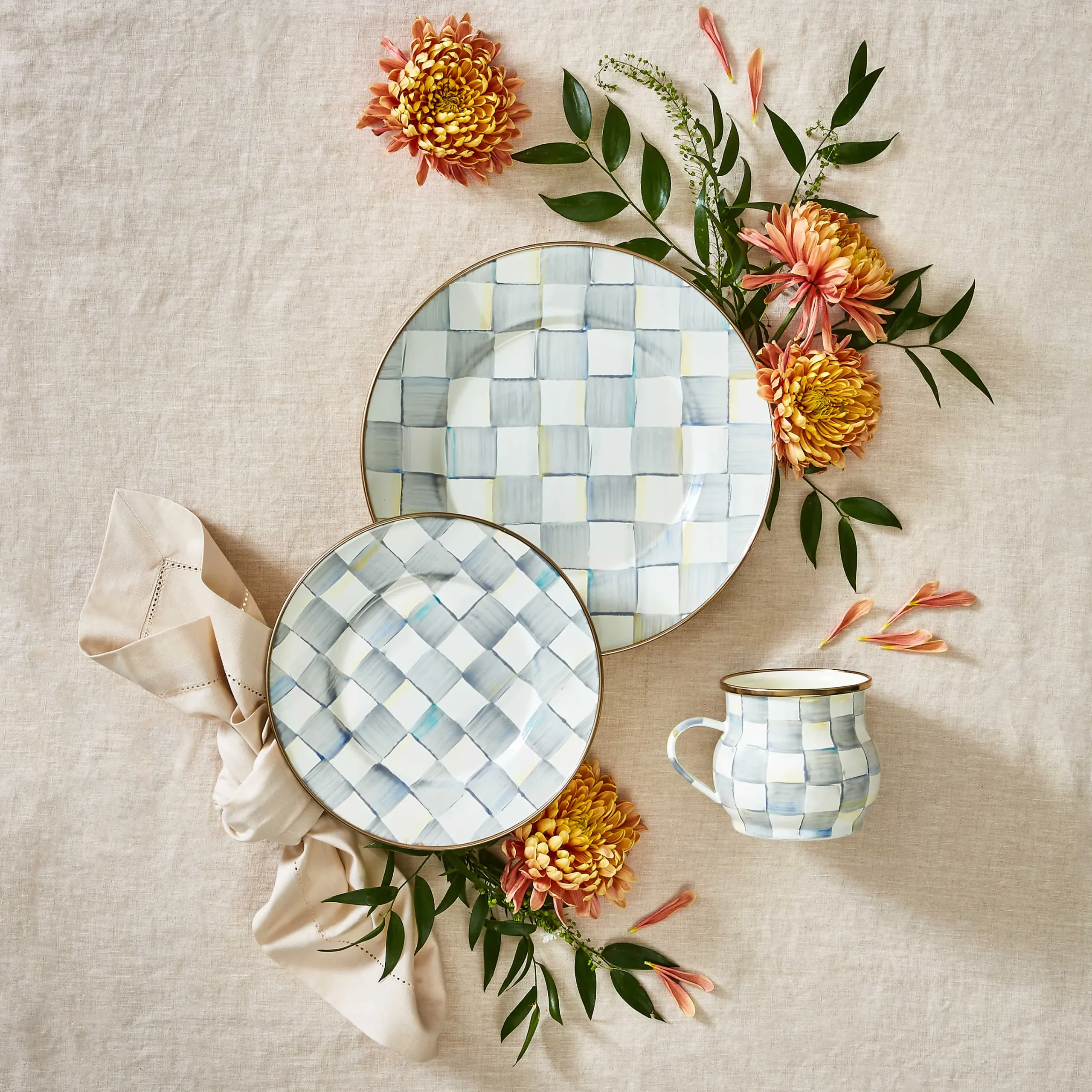MacKenzie-Childs Sterling Check Salad/Dessert Plate| Dinnerware & Flatware