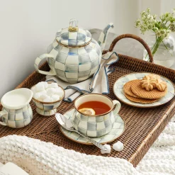 MacKenzie-Childs Sterling Check Saucer| The Coffee Shop|Dinnerware & Flatware