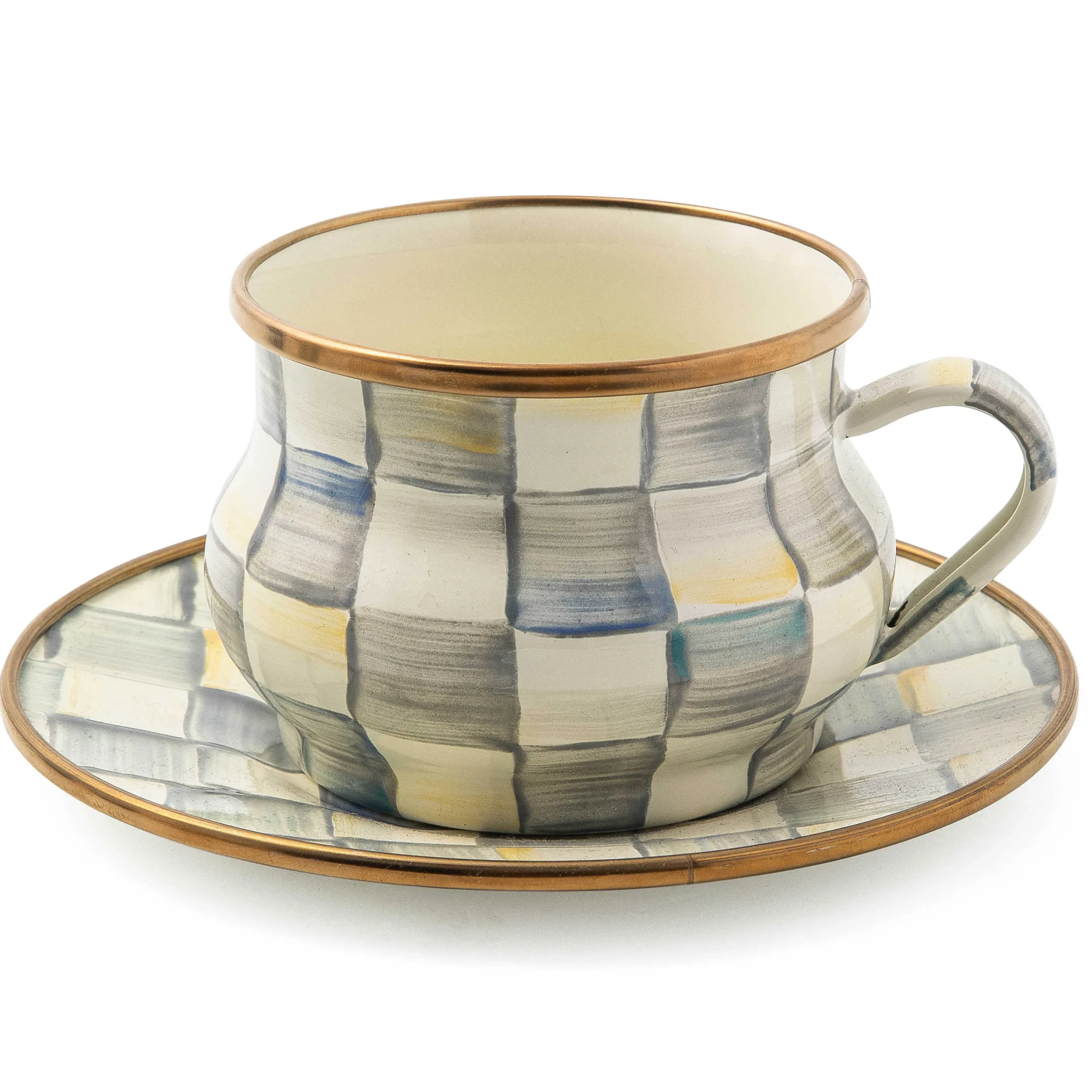 MacKenzie-Childs Sterling Check Saucer| The Coffee Shop|Dinnerware & Flatware
