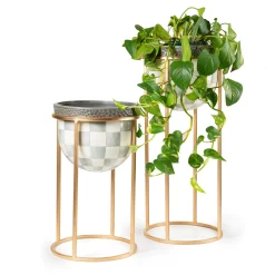 MacKenzie-Childs Sterling Check Short Plant Stand| Outdoor|Room Accents