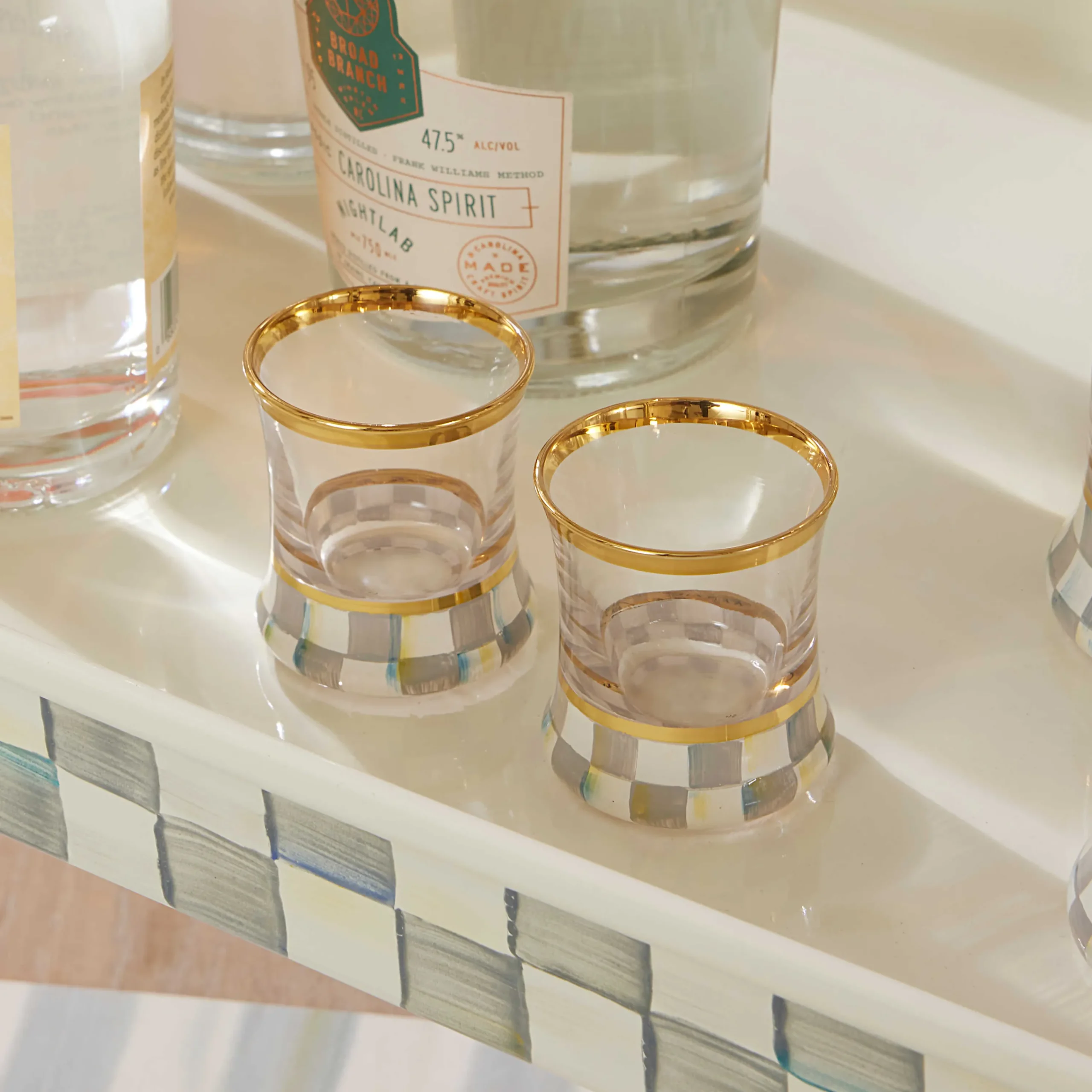 MacKenzie-Childs Sterling Check Shot Glass| Fall Entertaining|Drinkware